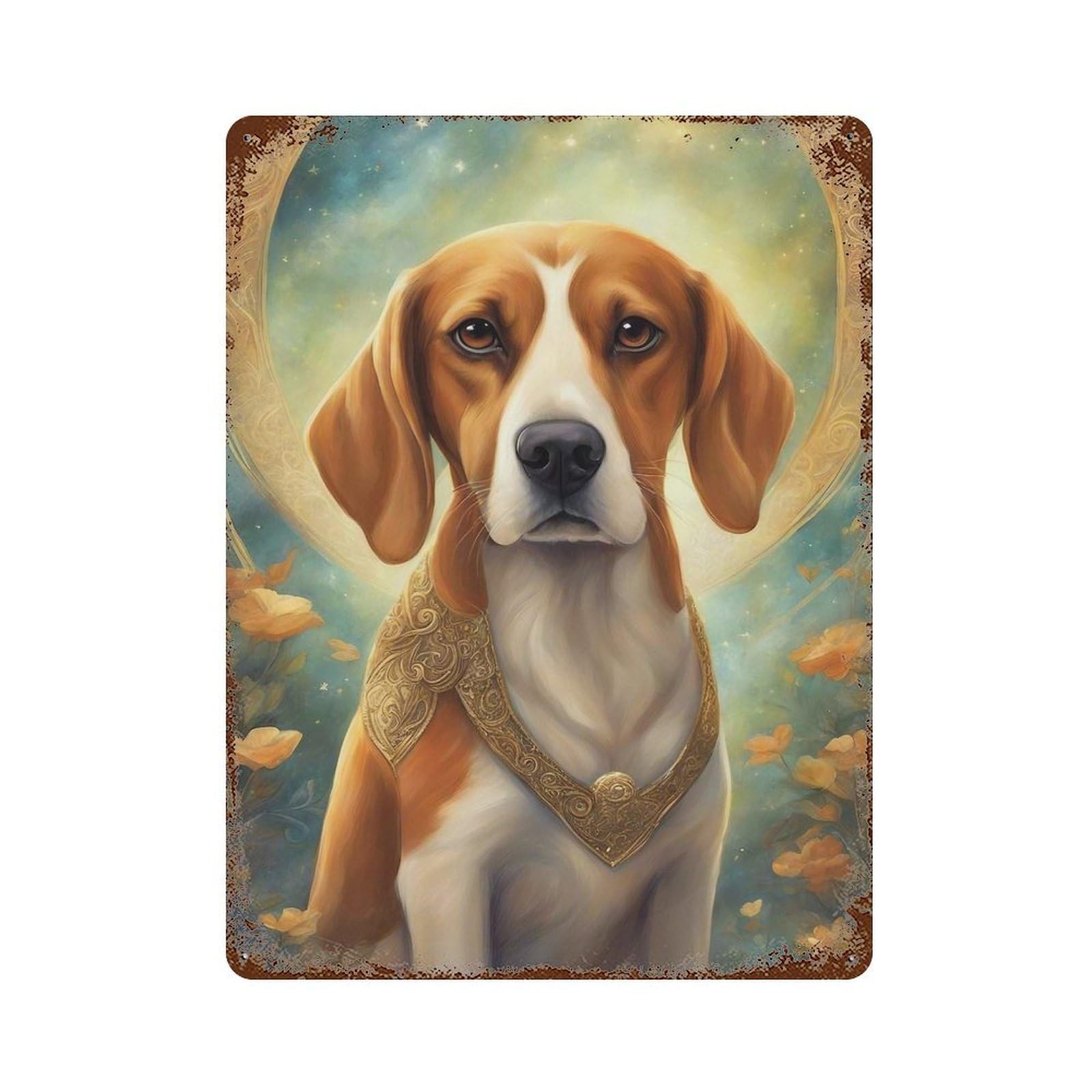Rustic Tin Plaque Dog000117 15.7"x11.8", Rustic Home Decor for Office, Studio And Wall Decor