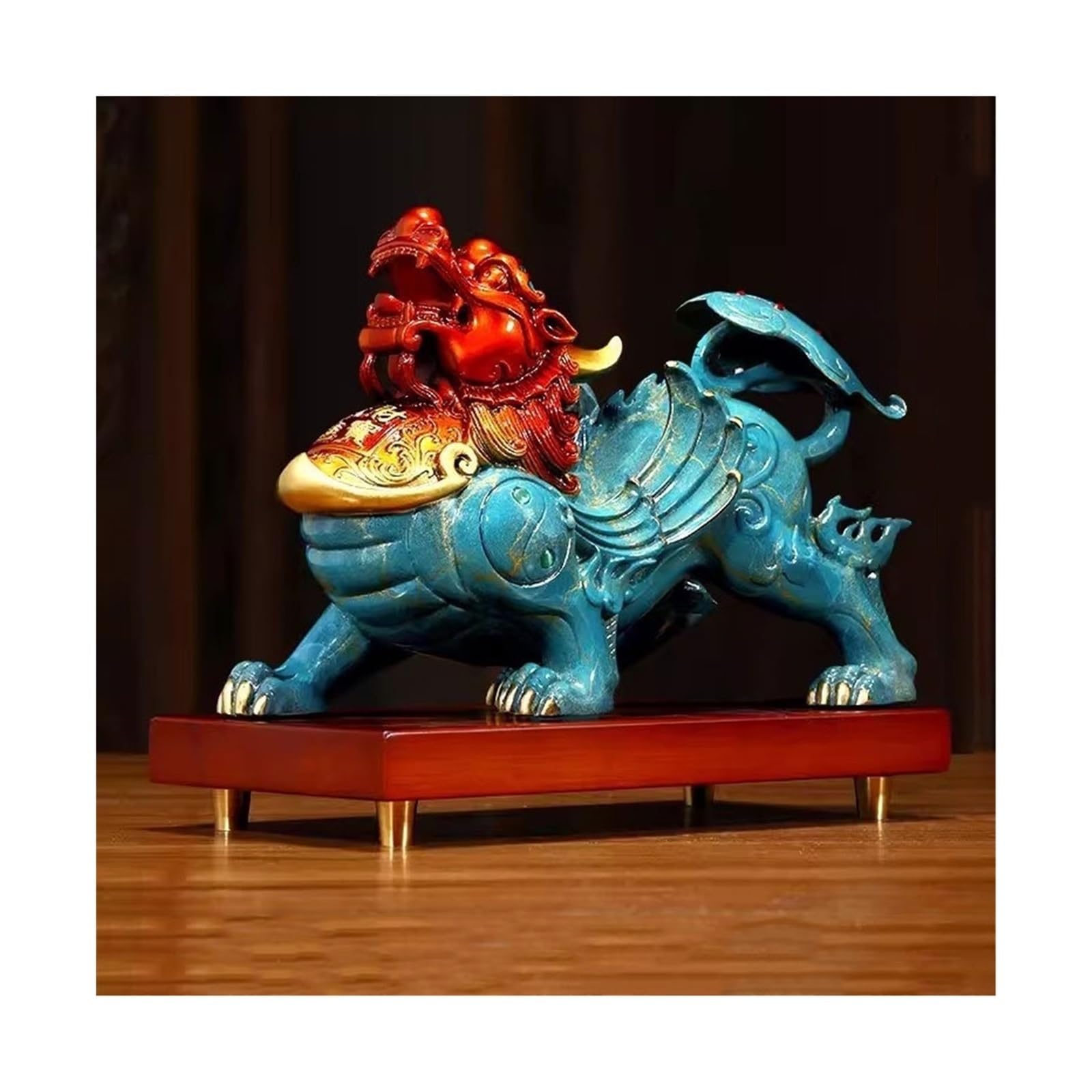YNIYUJKL Feng Shui Buddha Statue Inviting Wealth Pixiu Ornaments Vintage Copper Gathering Wealth Decorations Office Lucky Feng Shui Ornaments Desktop Decoration Ornaments,Right-L