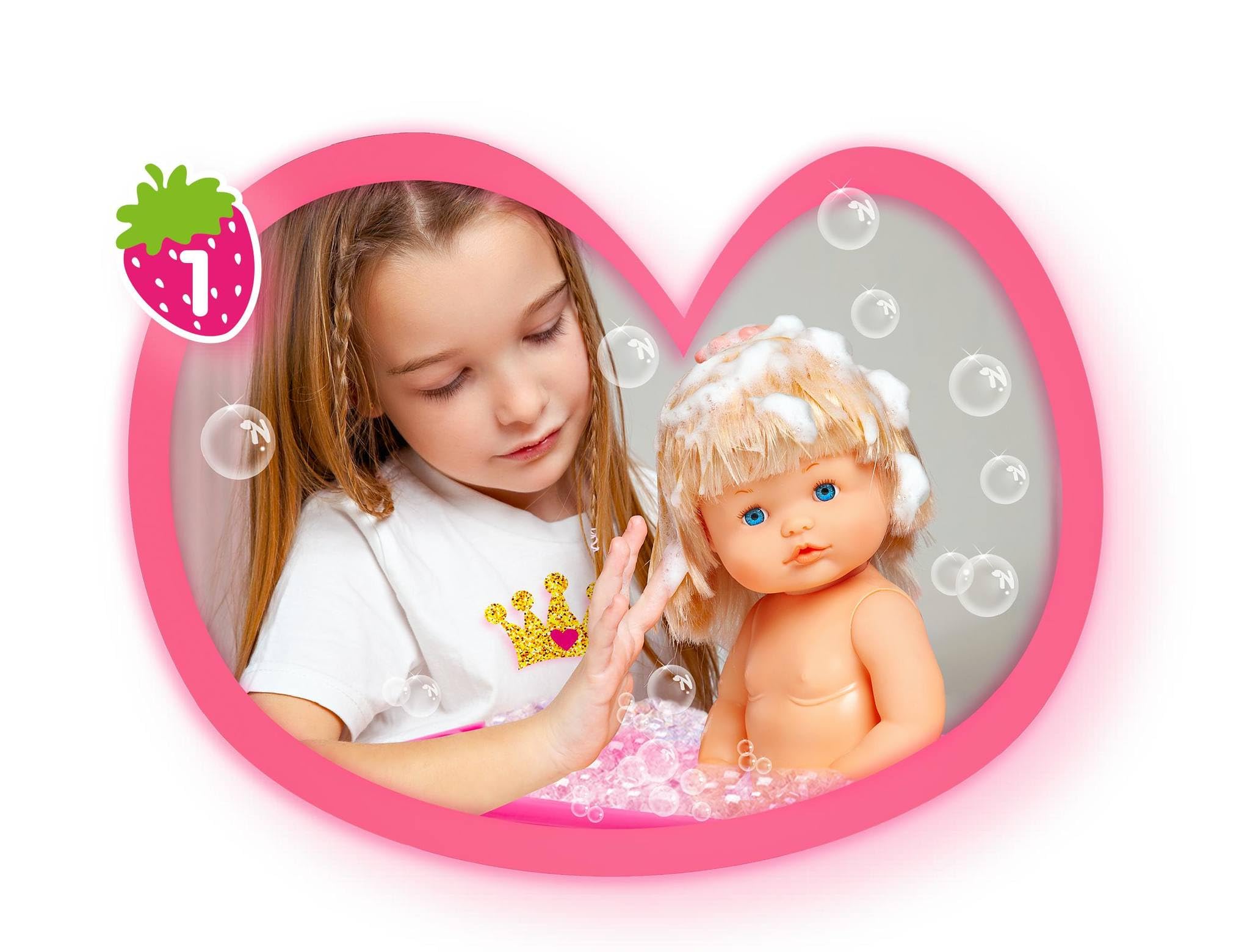 Nenuco - Księżniczka, 42 cm blond włosy lalka, nosi ubrania i koronę księżniczki, 11 funkcji i 10 akcesoriów pielęgnacyjnych do zabawy, 2 lata, sławna (NFN61000)