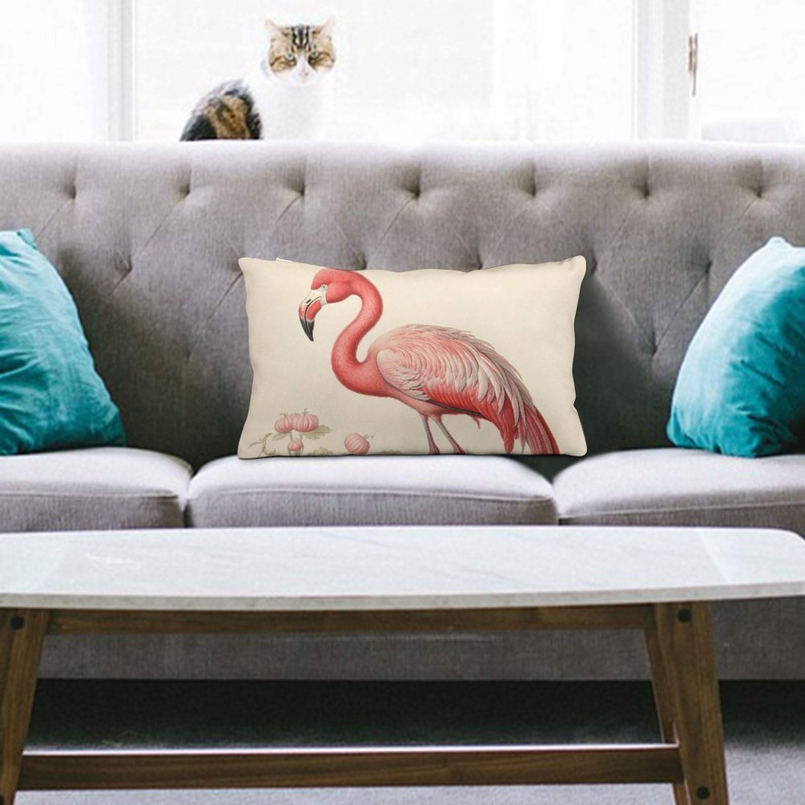 NTVOWPZO Decoration Throw Pillow Covers 8"x12" Pillowcases Covers Art Flamingo Soft Pillowcases Modern Farmhouse Home Decor Sofa Cushions Covers for Couch Bed Living Room