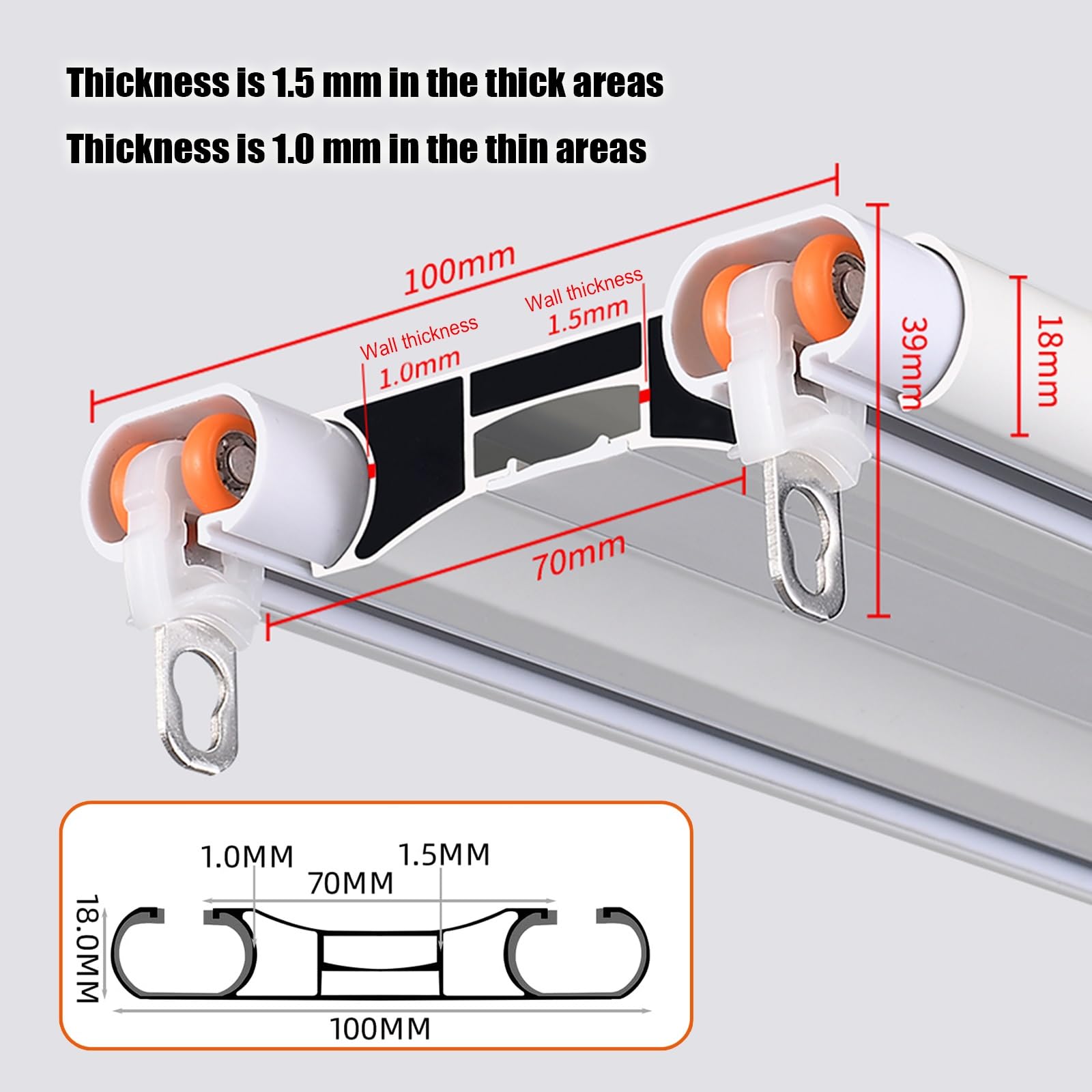 Rail à Rideaux Double, Coulissement Silencieux Résistant Aluminium Fixation au Plafond Rail à Rideaux pour Rideaux, cloisons de séparation, Installation Facile(Wit,3.5m(11.5ft))