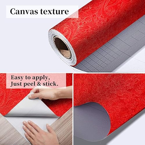 Miniatura 5 de Papel pintado 3D terciopelo rojo con estampado de cachemira Paisley Stock Imágenes libres de regalías Autoadhesivo Dormitorio Sala de estar