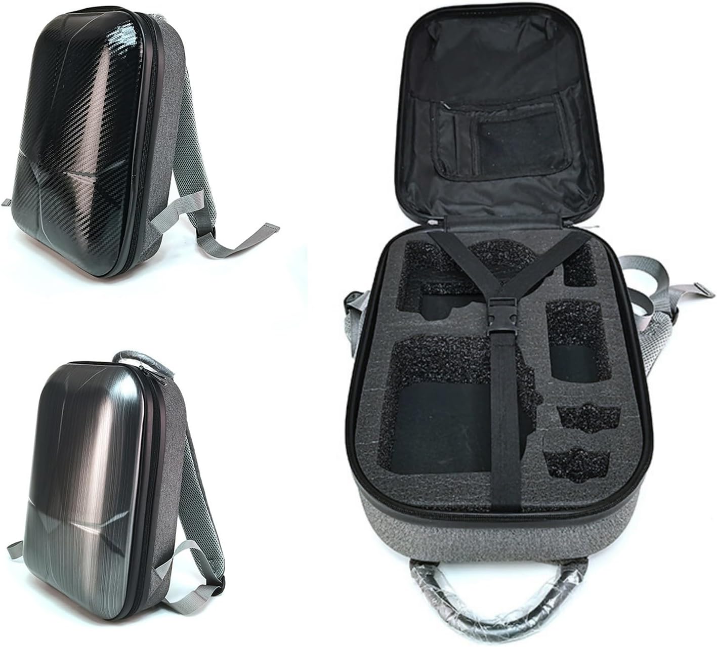 [Mekalero] 防塵収納ケース用ポータブルバックパックバッグ、整理されたコンパートメント付きハードシェルカメラバッグ