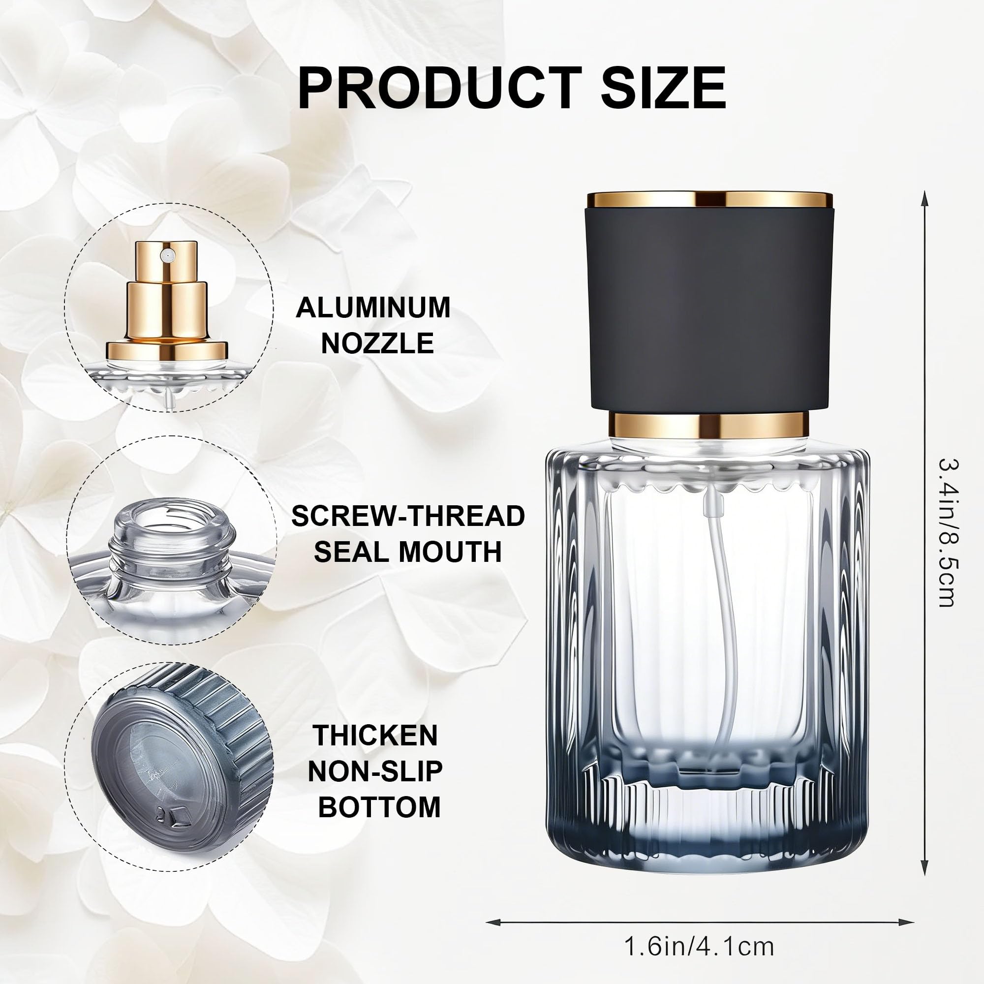 DAYUMKOU Leere Parfüm-Glasflasche, 30 ml, nachfüllbare Parfümflasche mit Farbverlauf, feiner Nebel, Sprühflaschen mit Pipetten und Trichtern, 6 Farben (je 5 Stück)