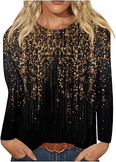 JKJFJKA Ladies Tops Womens Pullover Tops Casual Oversized Crewneck Pullover Shirts Trendy Print Long Sleeve Workout Basic Sweatshirt Tops