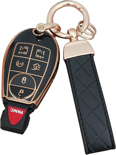 Funda para llavero Dodge con llavero de cuero apto para Chrysler Town y Country Dodge Grand Caravan