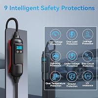 Youwoauto 11KW 3-fázisú Hordozható Wallbox Töltőállomás - Type 2 Töltőkábel CEE Csatlakozóval, Állítható Töltőteljesítmény, Applikációs Vezé 5