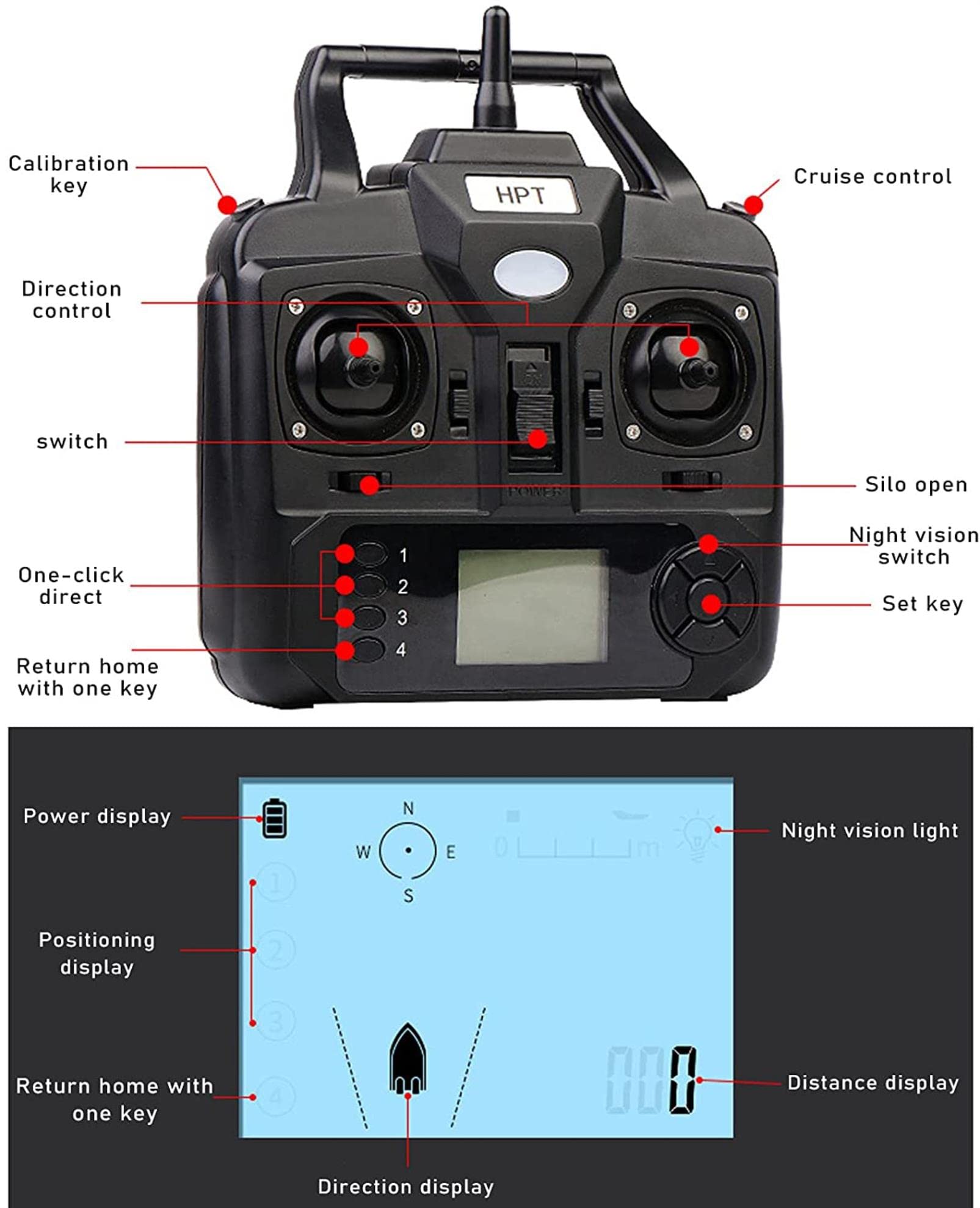 Łowotanie GPS w RC, łódź przynęty RC, łódź karpia barbino z obciążeniem 2 kg z 3 pojemnikami na przynęty, zdalne sterowanie 500 m, bateria 5200/12000 mAh Opcjonalnie