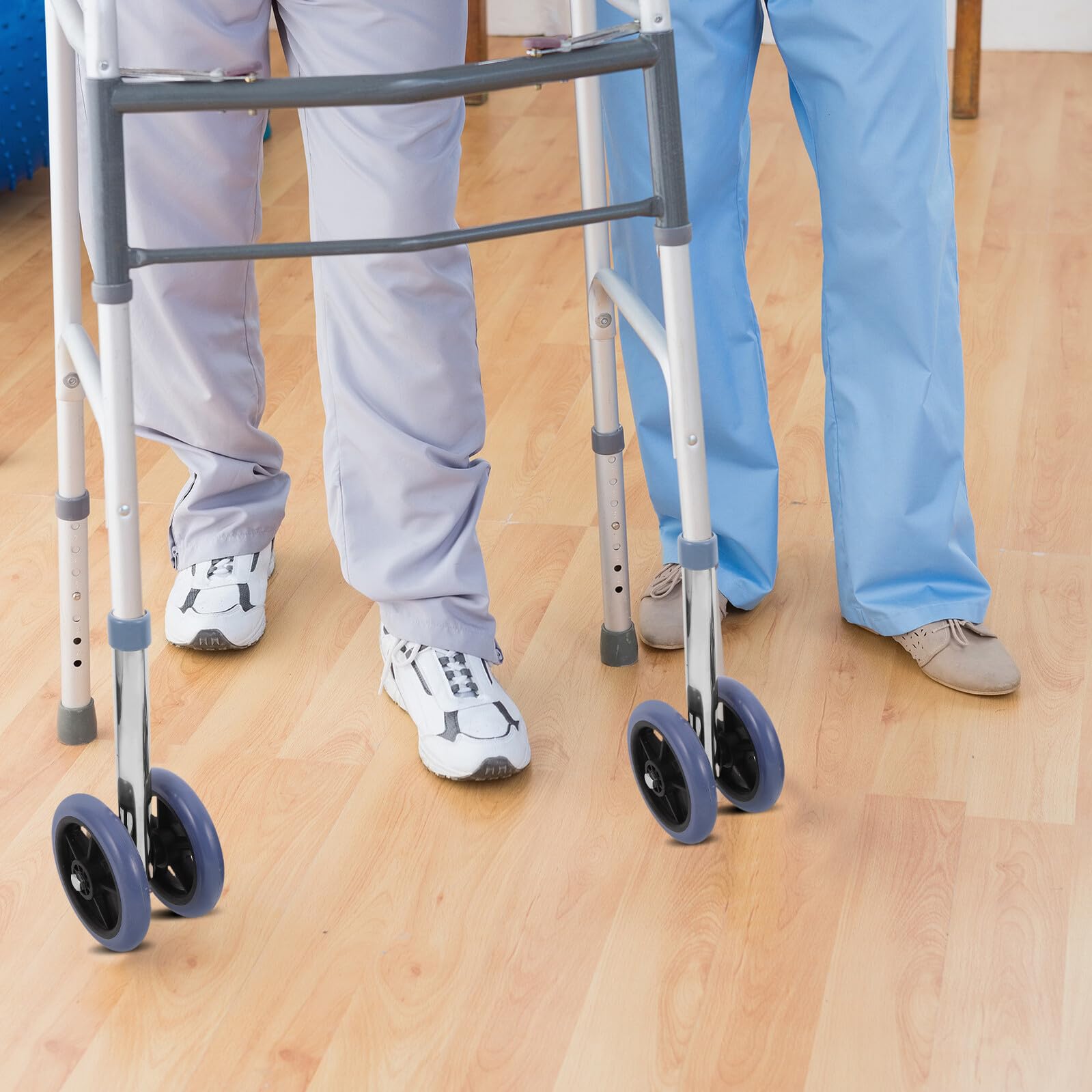 ERINGOGO Ruote di Ricambio per Deambulatore Pieghevole, 1 Paio in Gomma e Metallo, Adattabilità Multipla e Comfort Migliorato per Uso Domestico e Assistenza Anziani