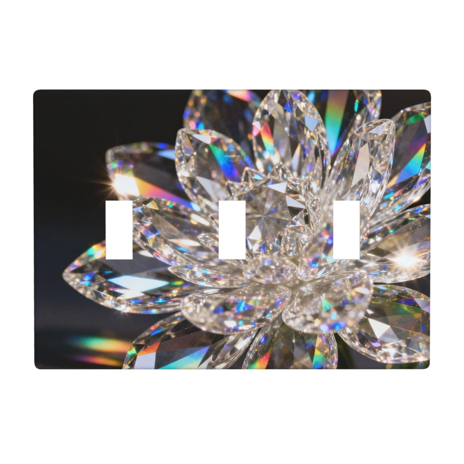 Crystal Flower 3 Gang Switch Plate Cover-Unbreakable Polycarbonate Wall Plate, Heat Resistant Toggle Switch Decor for Home