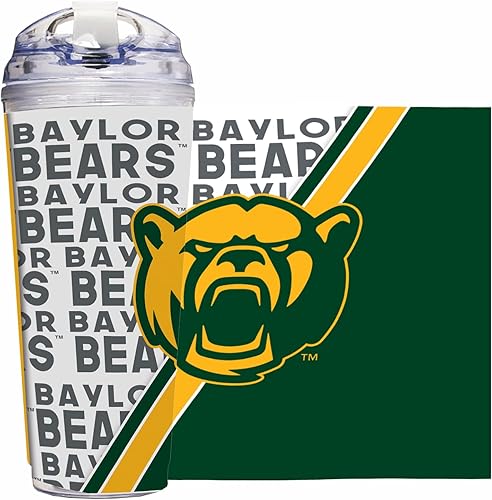 Miniatura 151 de Rico Industries NCAA - Vaso de acrílico estándar de 24 onzas con tapa con bisagras, vaso de doble pared con licencia oficial y popote