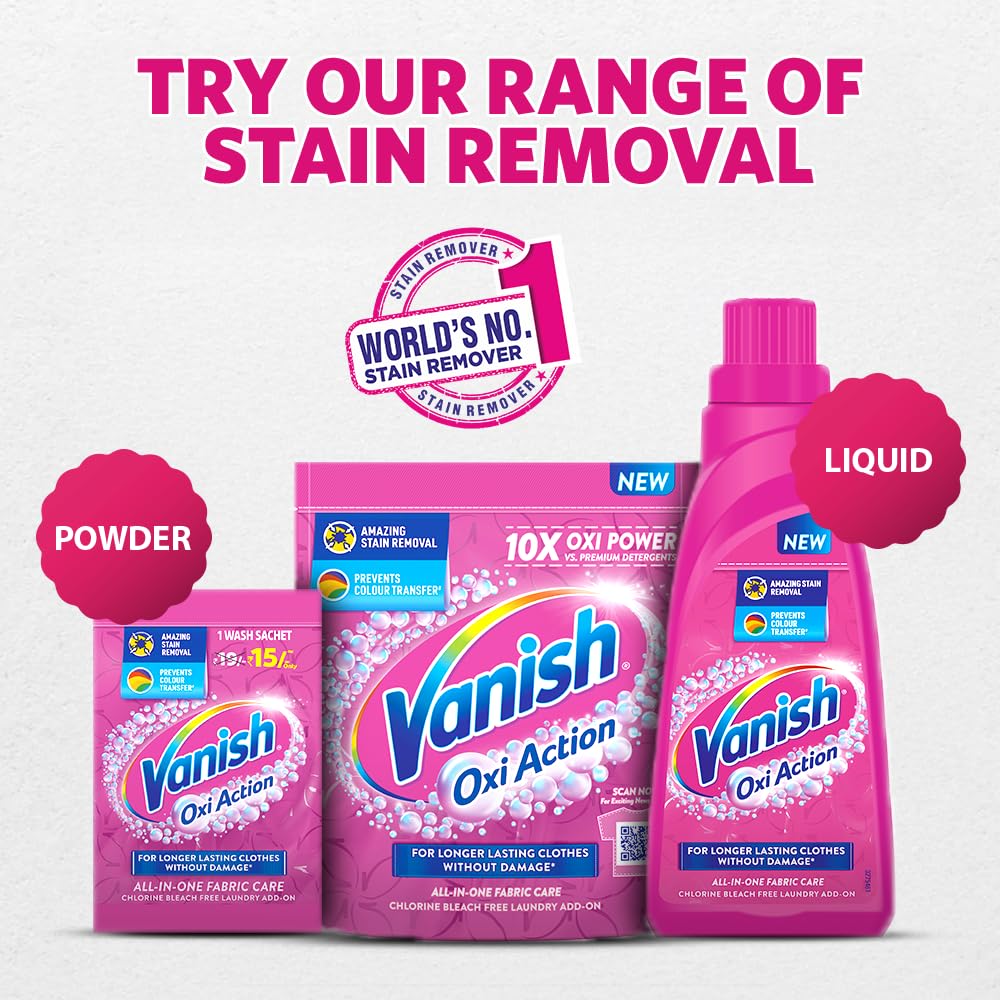 Vanish All in One Liquid Detergent Booster - 180 ml | Removes Stains, Whitens Whites and Brightens Colors - Image 7 thumbnail