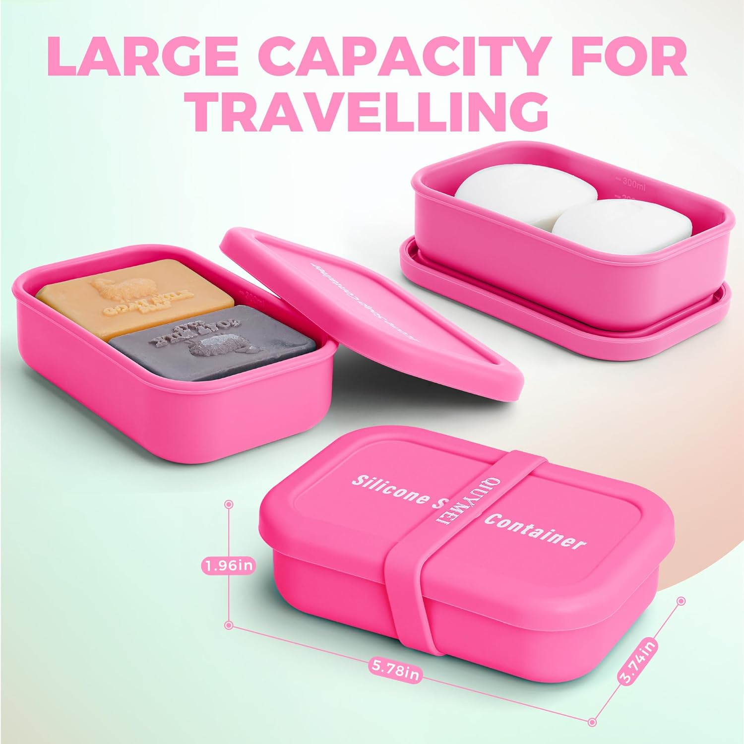 Silicone Soap Holder， Enhanced Leak-Proof Travel Soap Container with