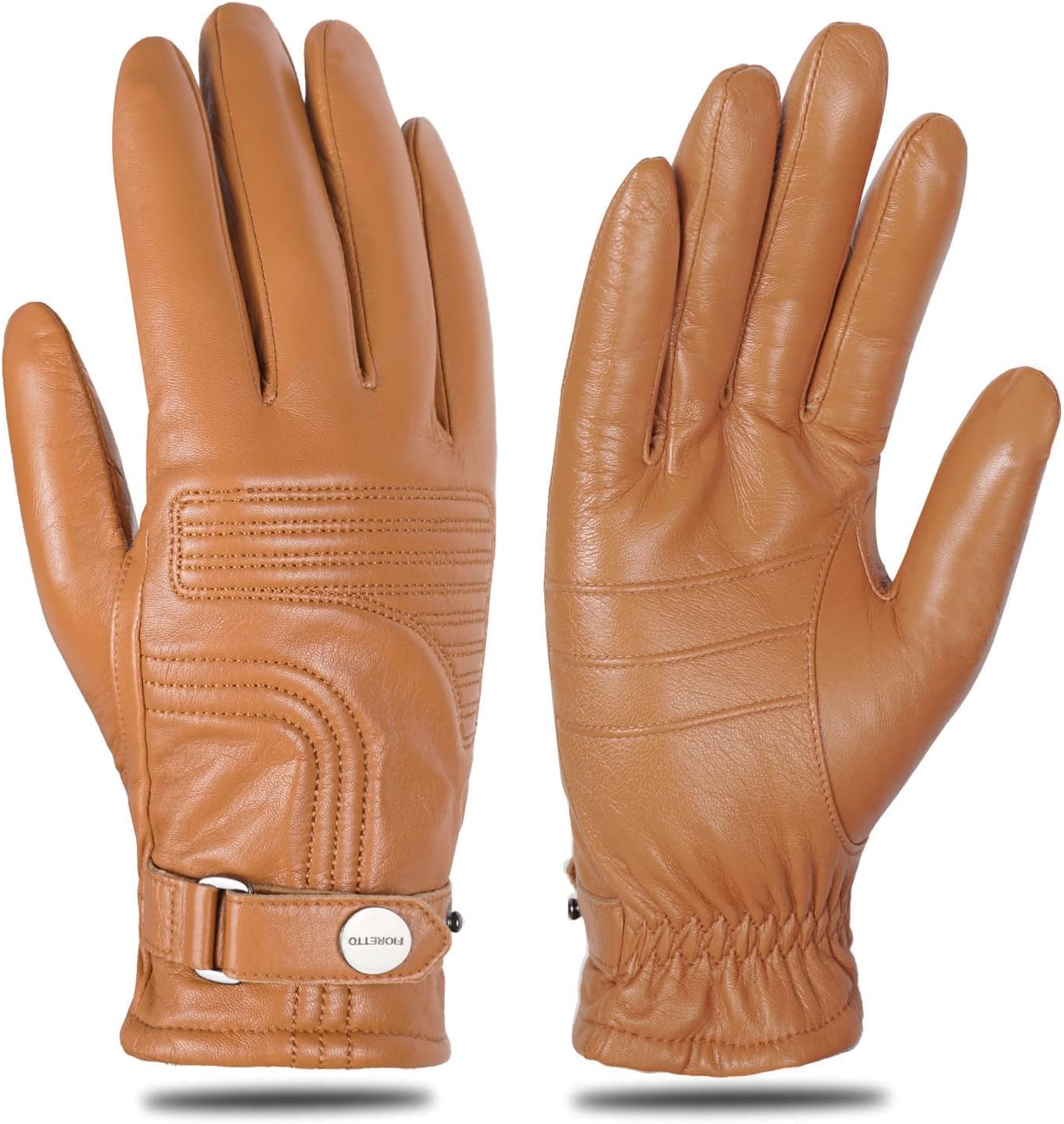 FIORETTO Men’s Chrome-Free Leather Driving Gloves Warm Cashmere Lined Touchscreen Winter Gloves M200814