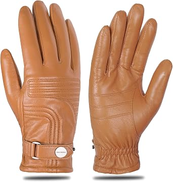FIORETTO Mens Chrome-Free Leather Driving Gloves Warm Cashmere Lined Touchscreen Winter Gloves M200814