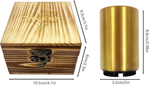 Miniatura 5 de Daily Treasures Abrebotellas automático de cerveza, abrebotellas magnético con caja de madera, abridor de botellas de empuje, destapador de soda sin
