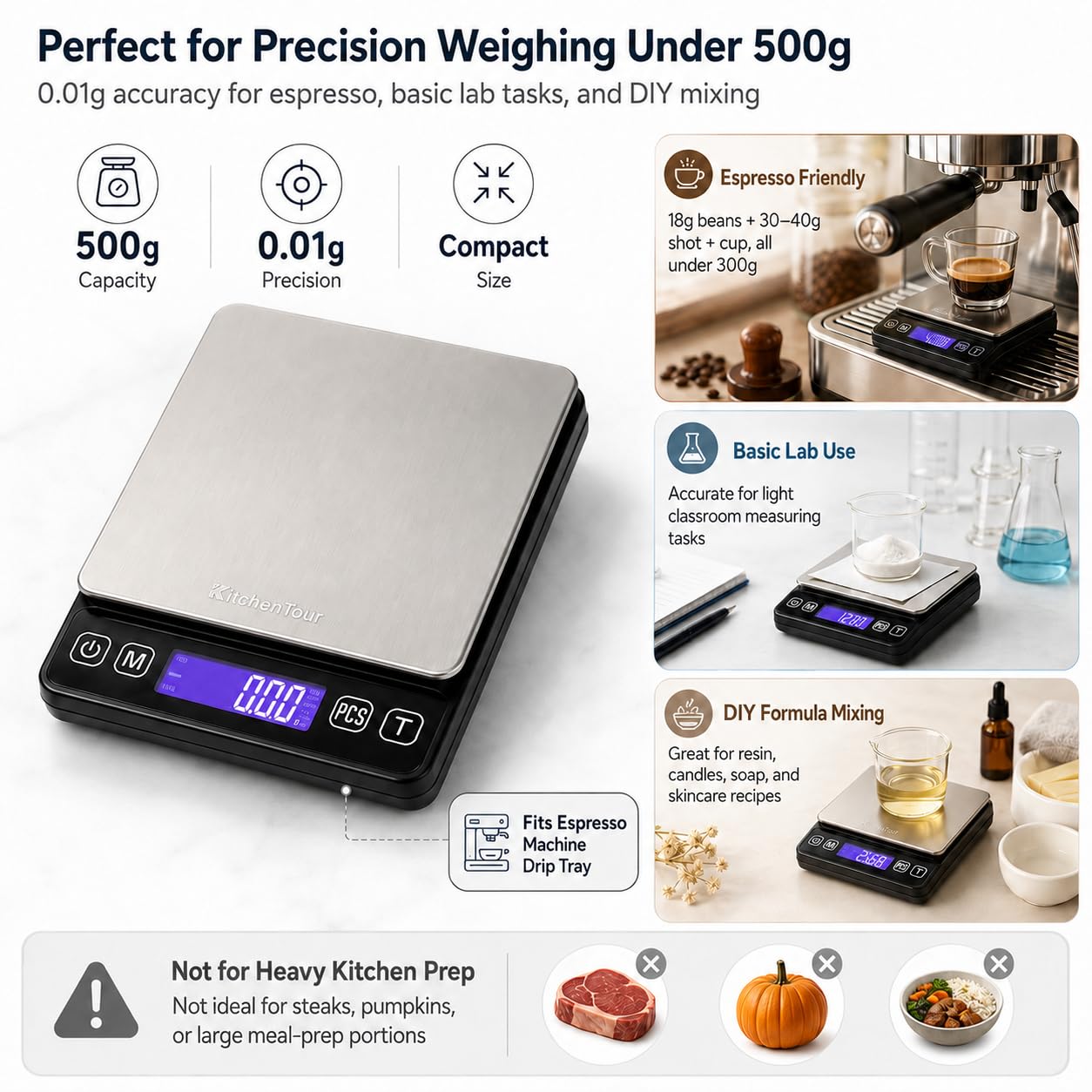 KitchenTour Mini Gram Scale for Coffee, Jewelry and Small Items — image 5