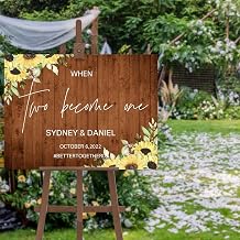 Custom Sunflower Floral Welcome to The Wedding Sign Personalized Name for Bride and Groom Welcome Sign Template Wedding Stationery Welcome Entrance Sign for Wedding Guests 18"x24"