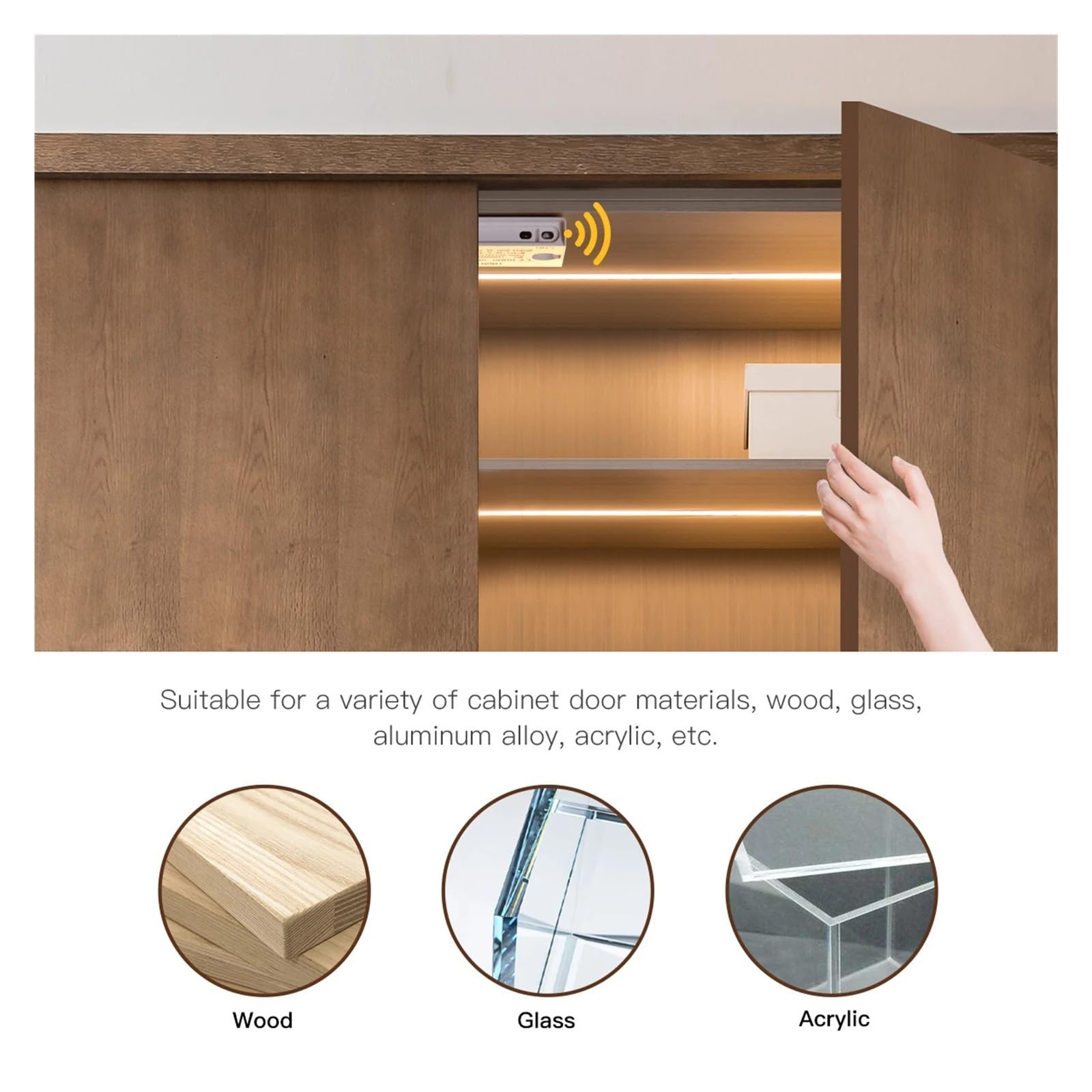 8mm COB LED Streifen Smart Tür Sensor Licht 1M-5M Unter Schrank Bücherregal Kleiderschrank Vitrine beleuchtung