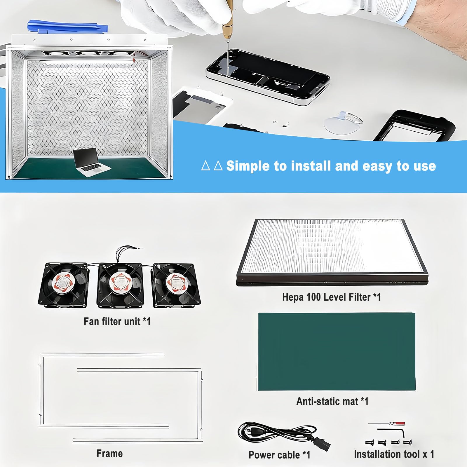 Laminar Flow Hood Fan Filter Unit Reinraum FFU Mit Hepa-Filter Reinheitsklasse 100 Für Die Telefonreparatur Im Labor 220V