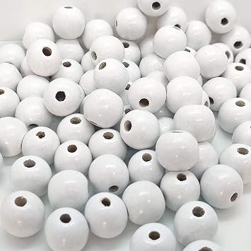 130 PCS White Wood Beads, 20mm Wooden Beads with 5mm Large Hole for Bracelets, DIY Craft and Home Decoration 3/4 Inch