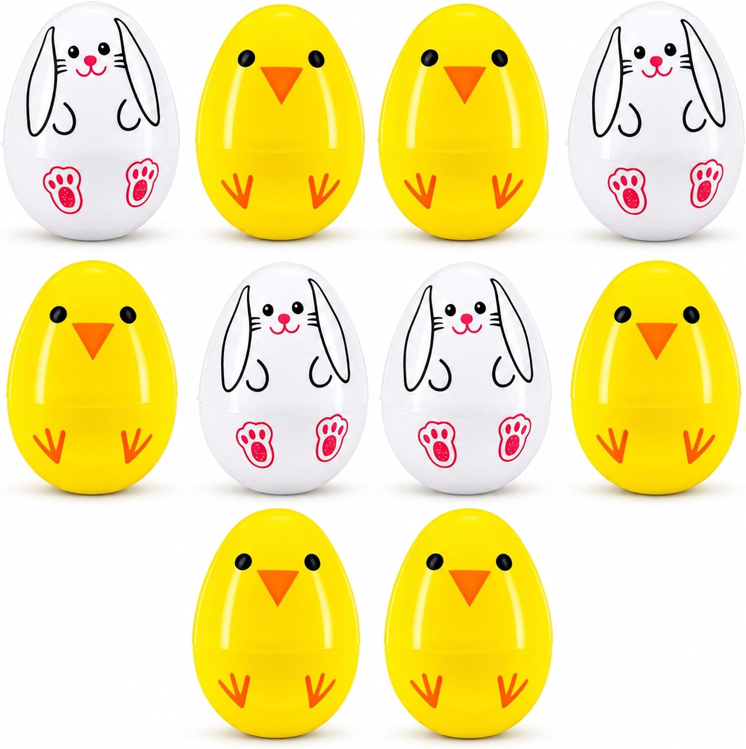 BestPysanky Set of 10 Fillable Plastic Easter Eggs - Bunny Chick Hunt Supply 2.25 Inches