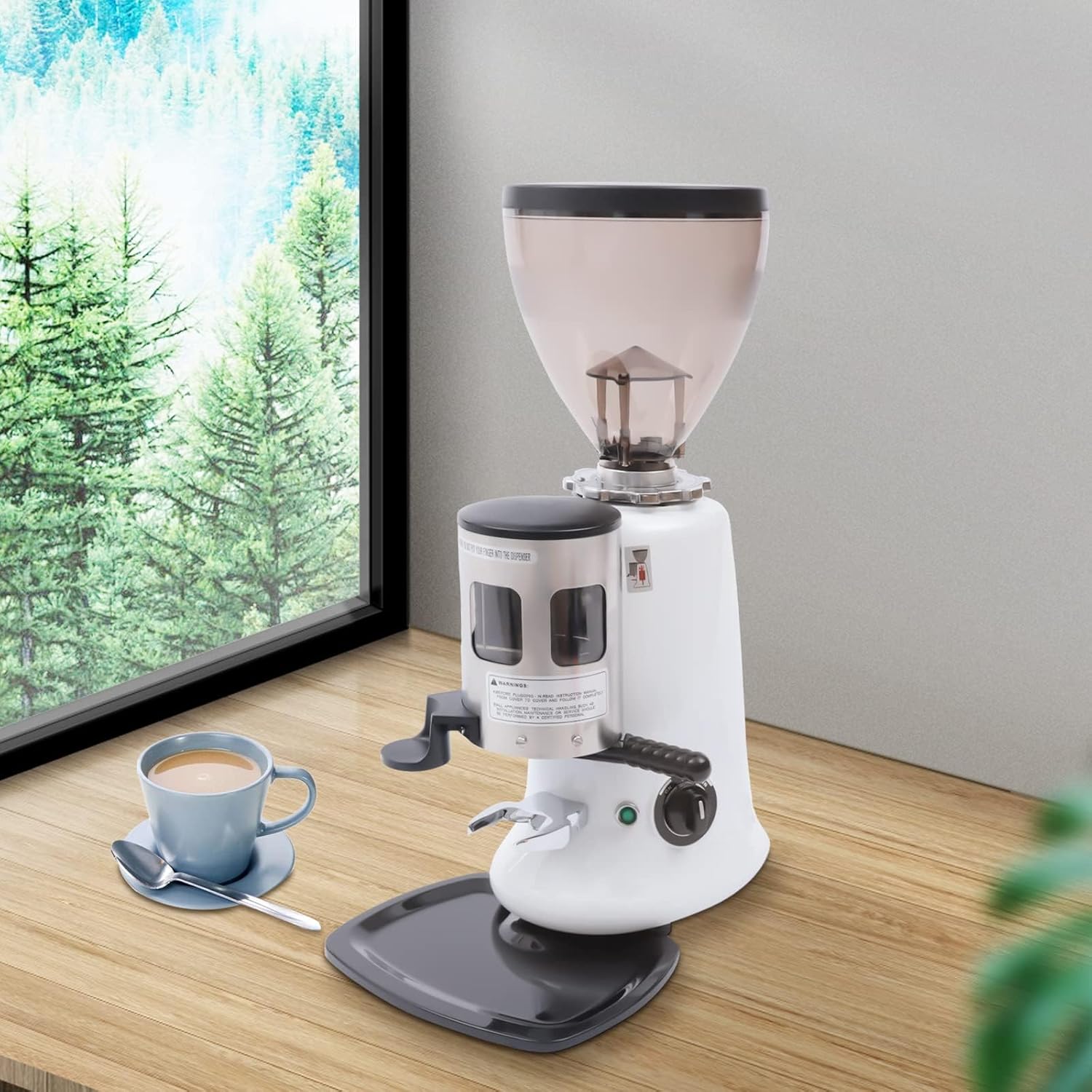 110V 350W Commercial Coffee Grinder Heavy Duty Cast Aluminum Body 60HZ 1400RPM, Electric Semi-auto Burr Mill Coffee Makers Coffee Grinder Machine Adjust the Thickness