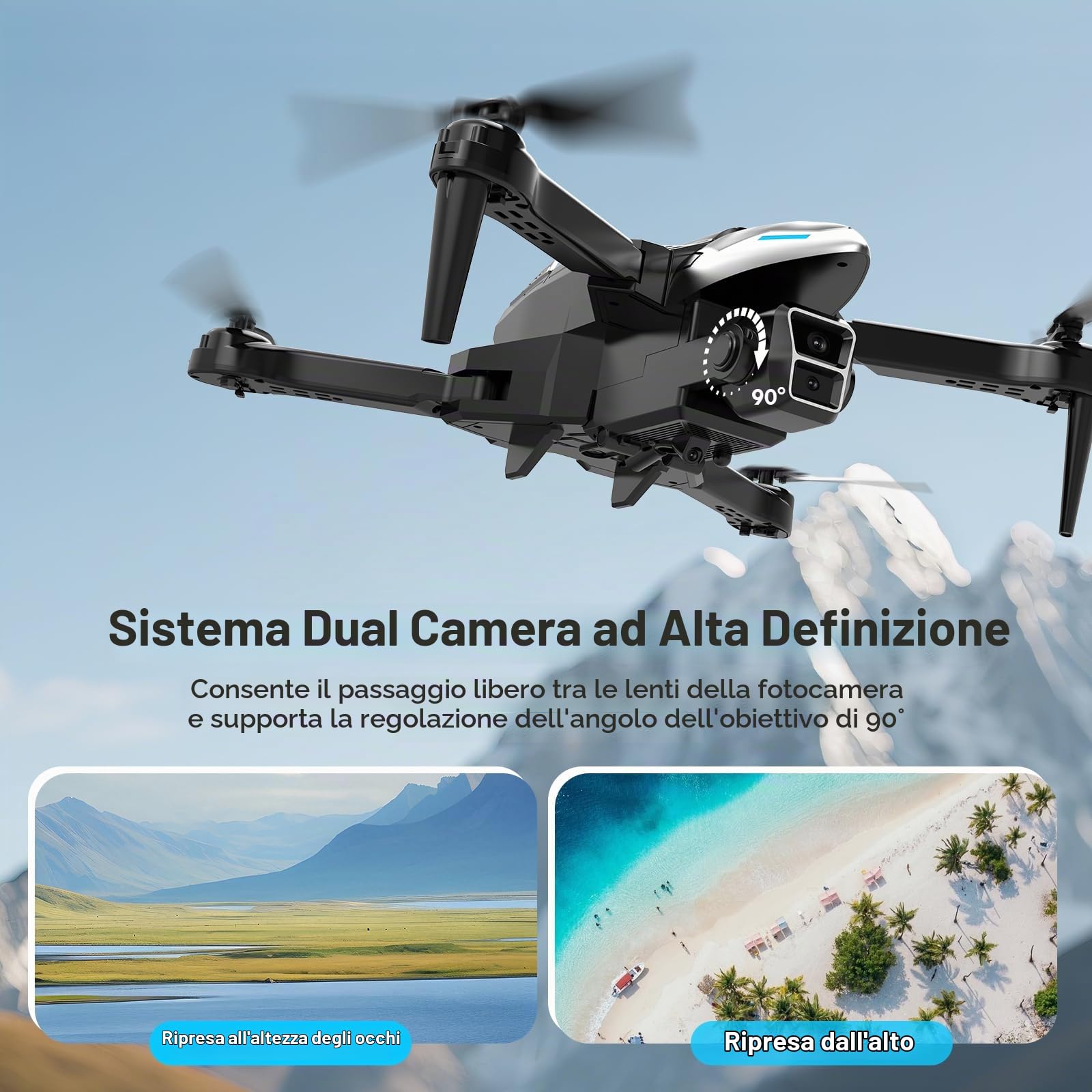 Drone con Telecamera 4K per Principianti, Mini Drone con Spray di Coda, Droni Pieghevole per Adulti, con Modalità Headless, Elusione Intelligente Degli Ostacoli, RC Quadricotter per Principianti