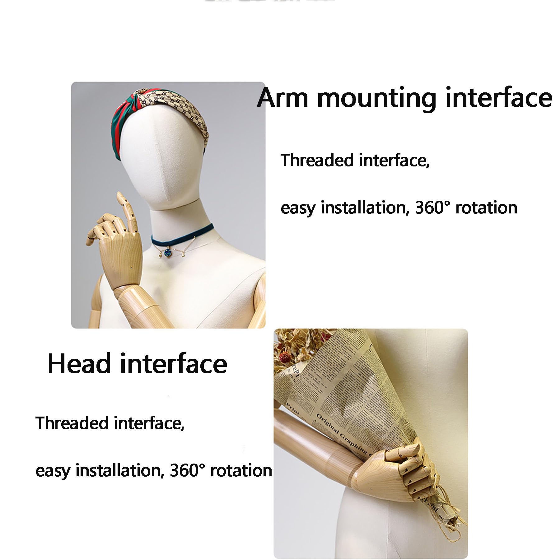 Generic Torso De Maniquí De Medio Cuerpo con Base De Metal Engrosada, Vestido De Costura Ajustable En Altura, Soporte De Maniquíes De Lino para Exhibición De Joyas De Ropa,Gold c1