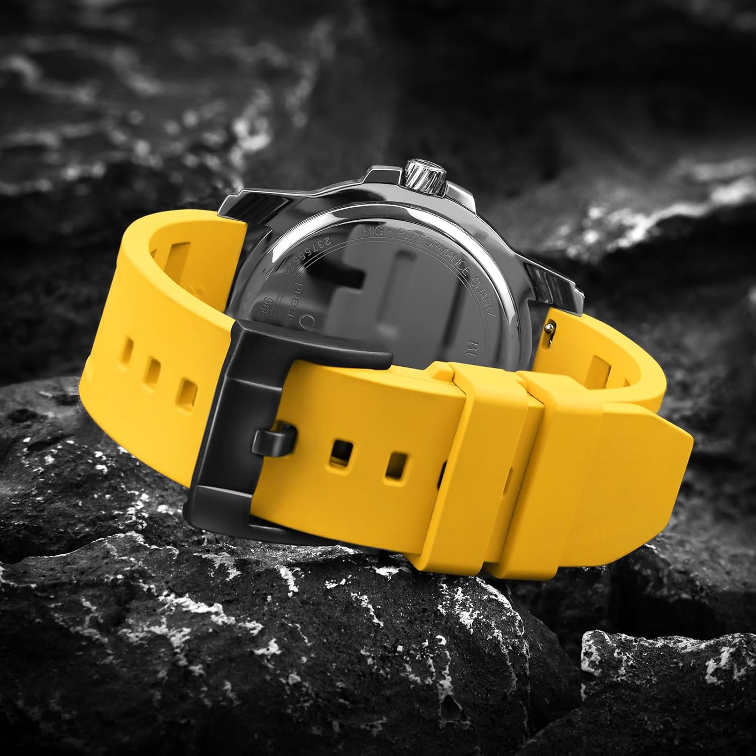 ULLCHRO Quick Release FKM Rubber Watch Bands Fluororubber Watch Band Replacement Strap for Men Women Soft Breathable Diving Strap with Black Buckle 19mm 20mm 21mm 22mm 24mm