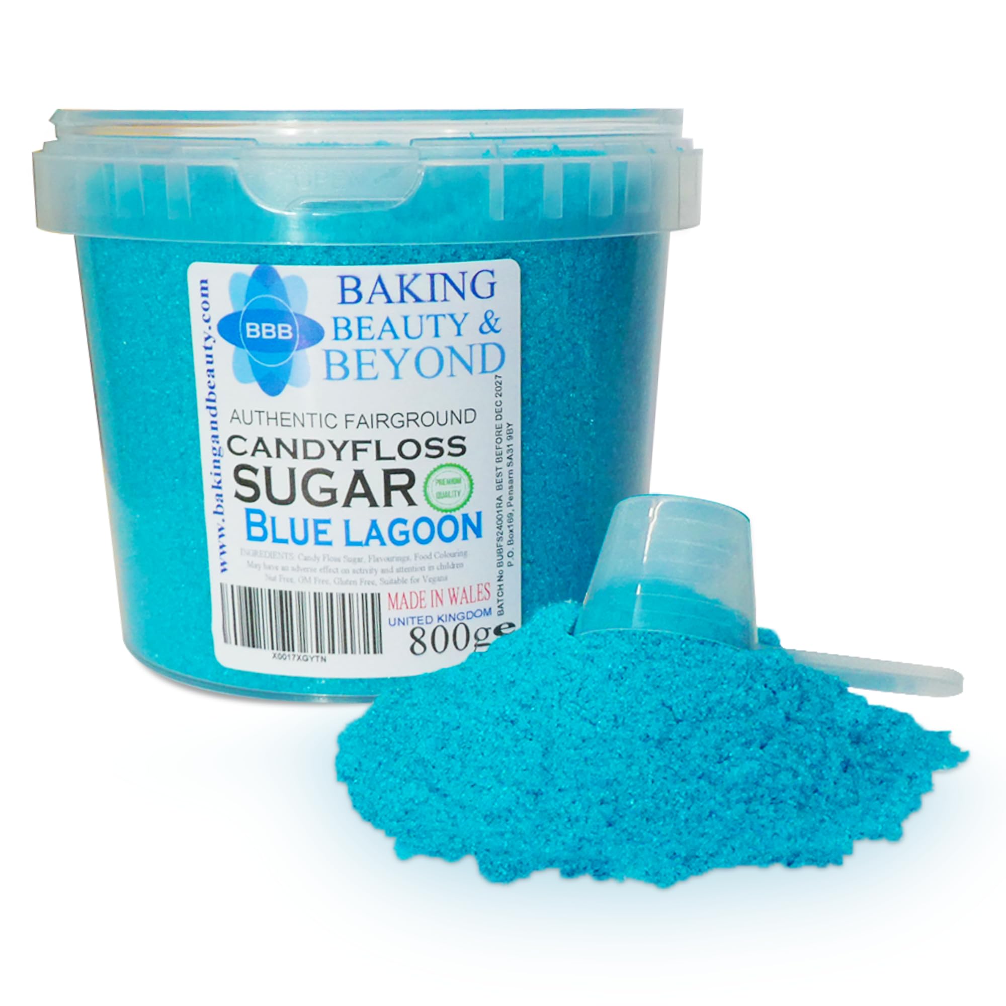 Baking Beauty and Beyond Premium Candy Floss Sugar 800g - Blue Lagoon Flavour