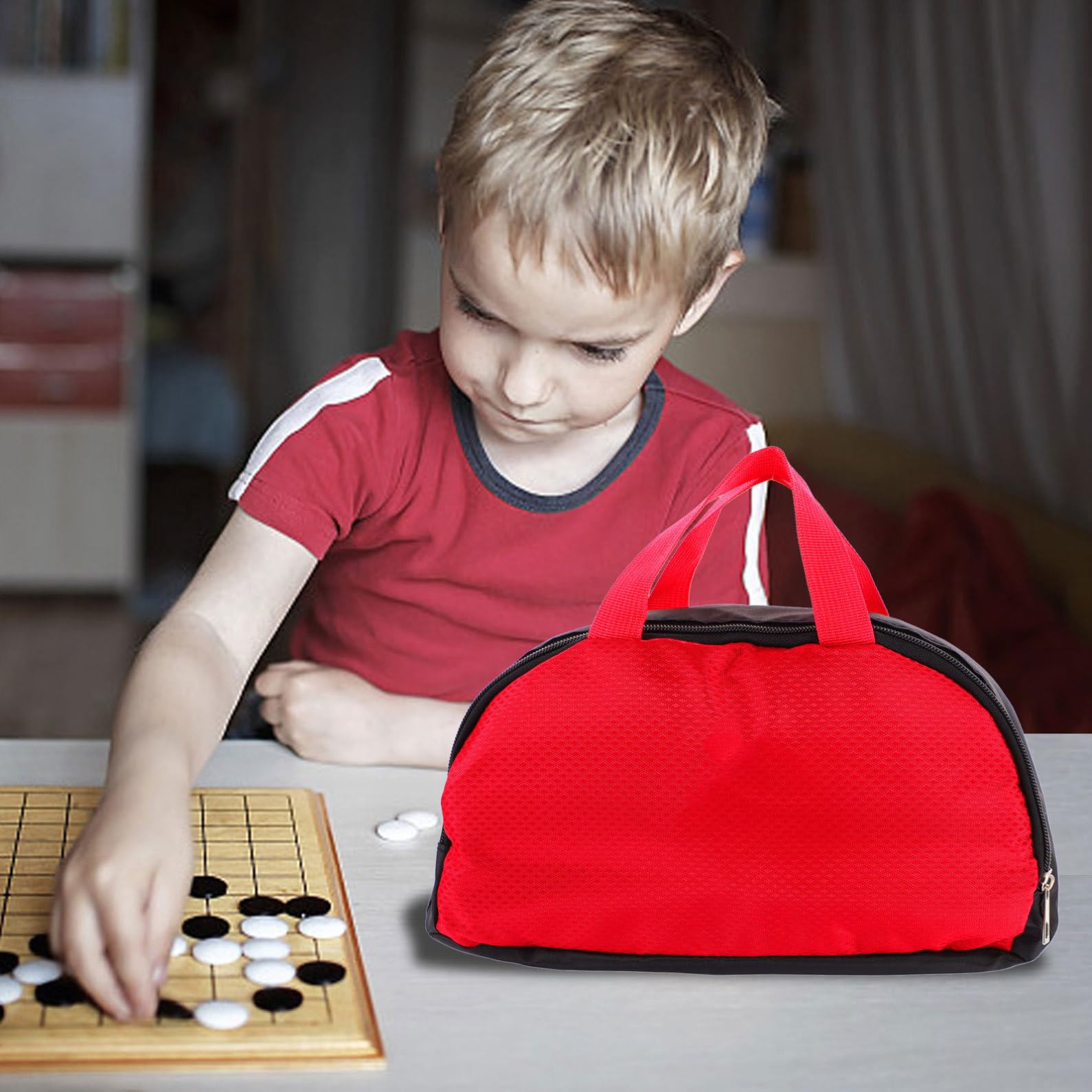 Leerer Go Schach Beutel für Figuren, Tragbar, Robust, Rot