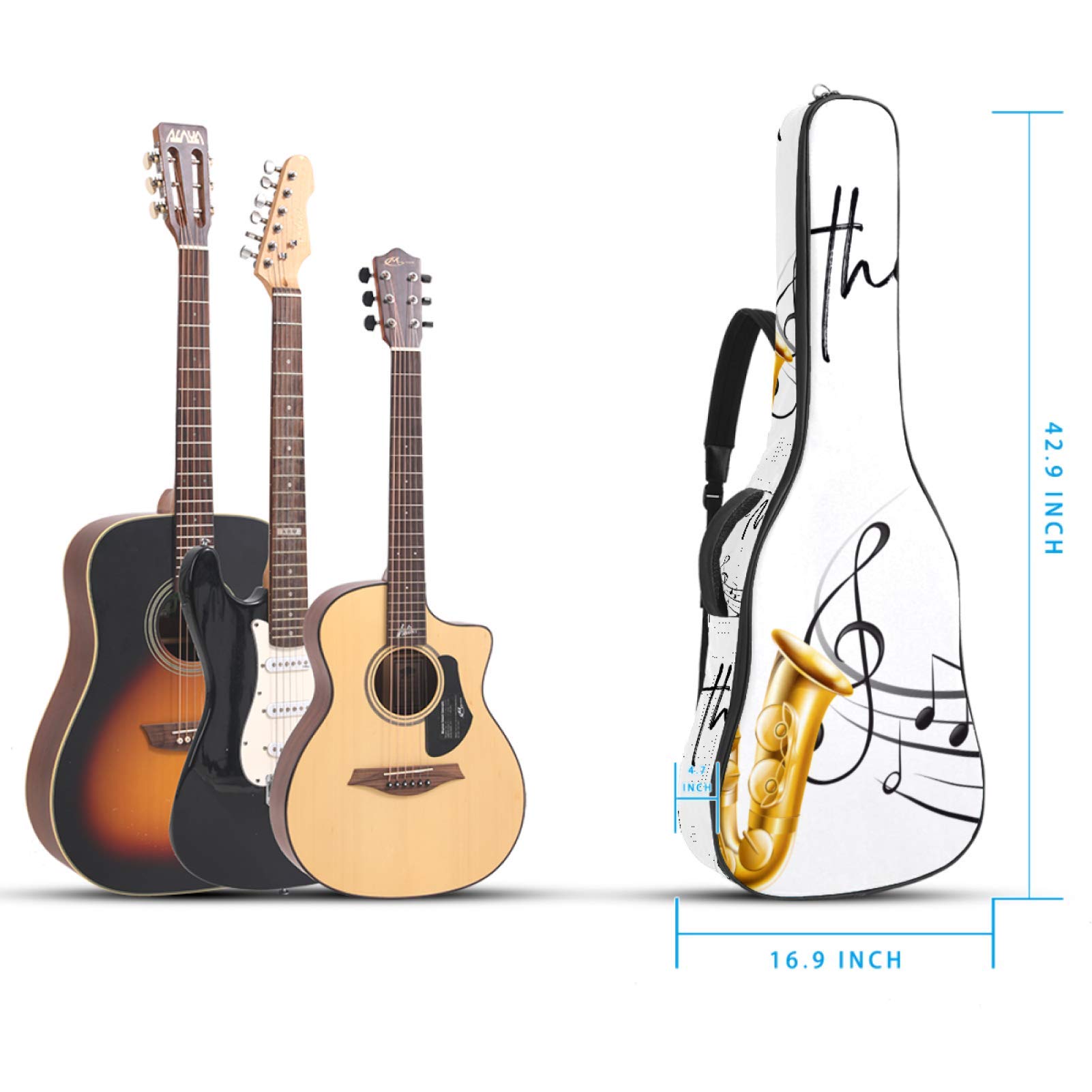 Borsa per chitarra impermeabile con cerniera morbida zaino per chitarra, basso acustico e classico folk chitarra elettrica per ascoltare la musica pianoforte violino sassofono