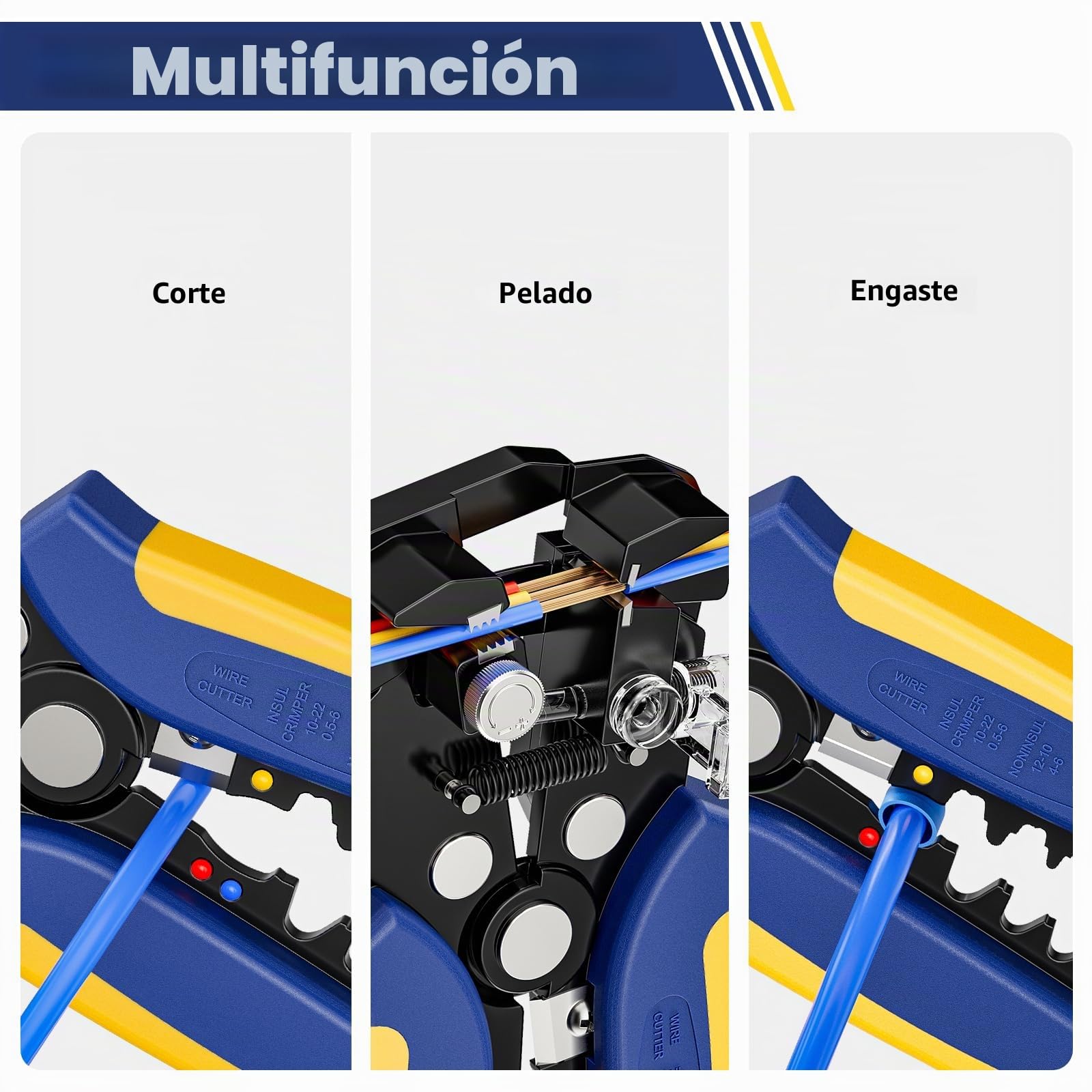 haisstronica Pelacables automático, AWG 24-10 cortador de alambre y herramienta de prensado