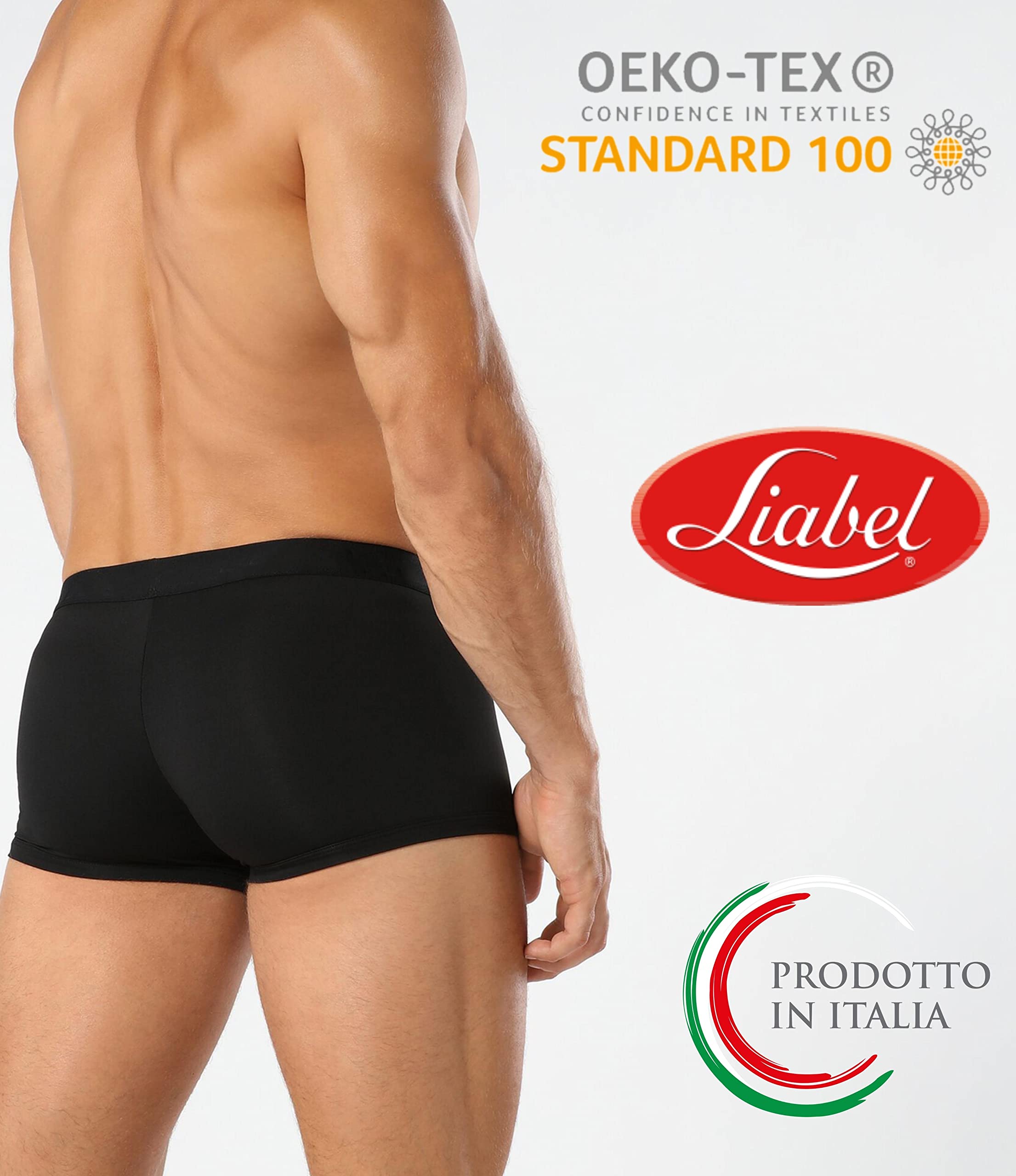 Liabel - 5 Boxer Uomo Seamless Senza Cuciture Intimo Mutande Uomo Colorate alla Moda Bianchi Neri 2 Neri 2 Blu 1 Grigio