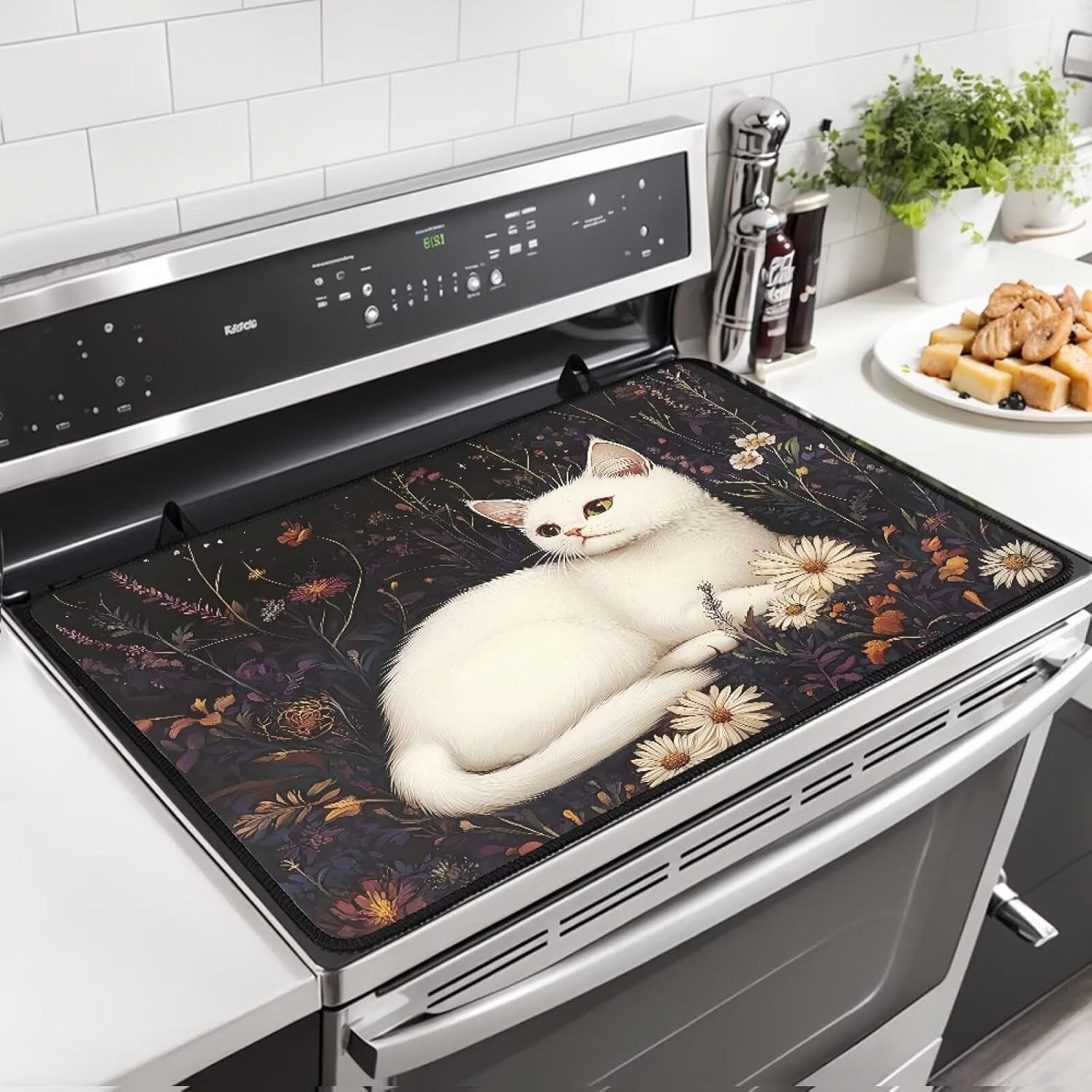 White Cat Electric Stove Cover Stove Guard for Glass Stove Top Flat Top Stove Stove Mat Anti Stain Stove Protector for Gas Stove Top Kitchen RV and Camper