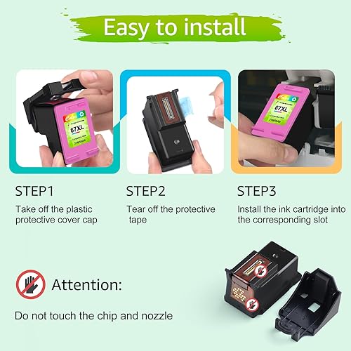 Miniatura 5 de greencycle Cartucho de tinta remanufacturado 67XL compatible con impresoras HP 67 XL DeskJet 1255 2722 DeskJet Plus 4122 4123 4132 Envy 6052 6055