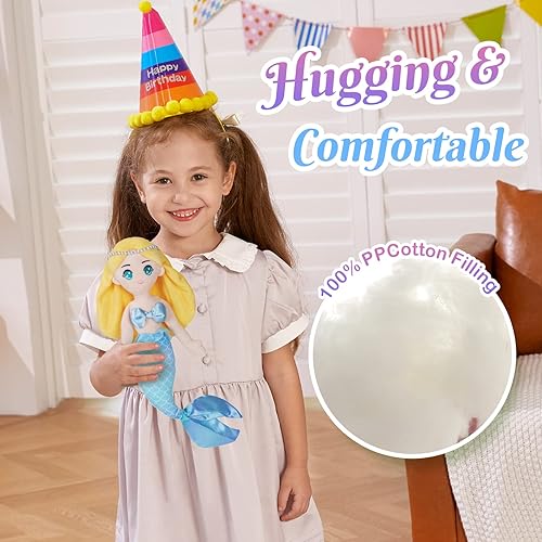 Miniatura 2 de Athoinsu Muñeca de peluche suave de princesa sirena, cumpleaños, día del niño, para niñas pequeñas, amarillo, 15.5 pulgadas