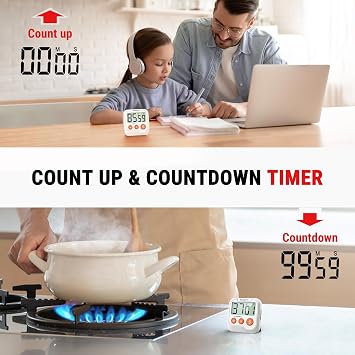 TempPro TM03 Digital Timer with 2 Alarm Volume & Strong Magnetic Back