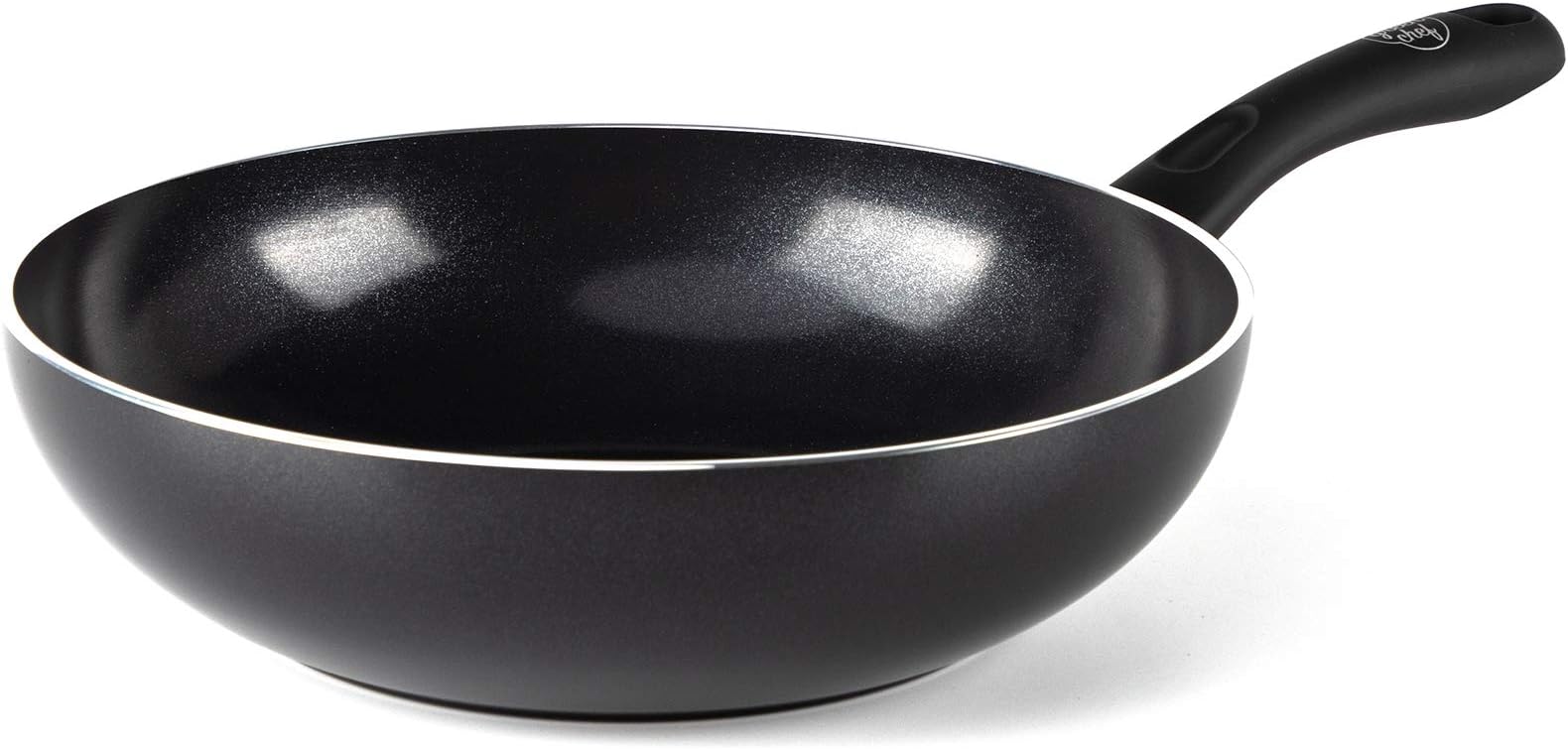 GreenChef Diamond Healthy Ceramic Non-Stick 28 cm/3.7 Litre Wok, PFAS-Free, PFAS-Free, Induction Suitable, Oven Safe up to 160˚C, Black