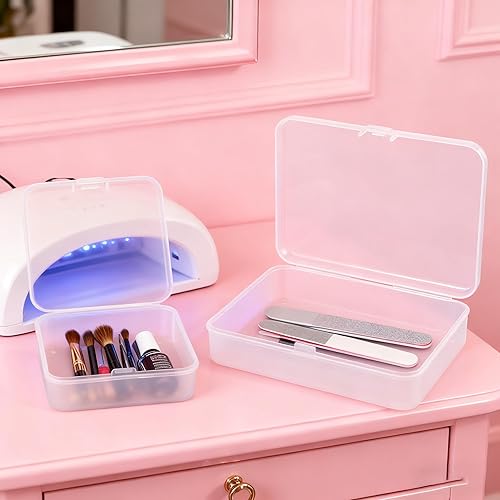 Miniatura 6 de IBEQUEM 18 mini contenedores de almacenamiento, tamaños mixtos, pequeños recipientes rectangulares de plástico transparente con tapa con bisagras