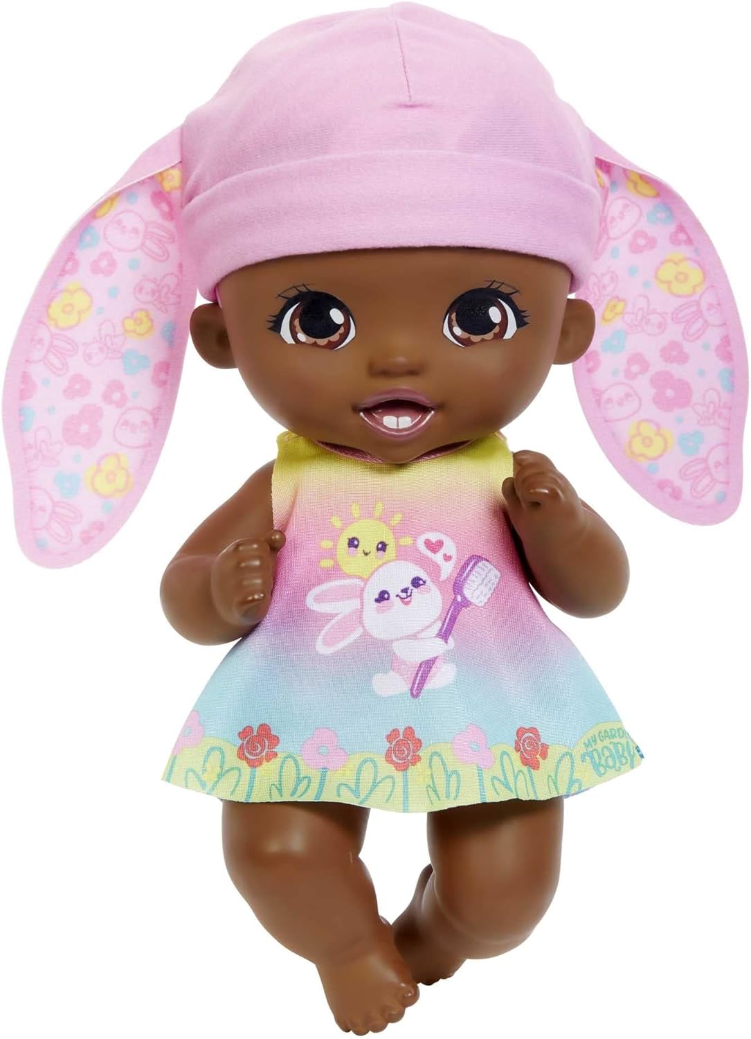 My Garden Baby Brush & Smile Little Bunny Baby Doll (12-in) with 3 Accessories and 2-in-1 Reversible Outfit, Blue Hat, Great Gift for Kids Ages 2Y+​