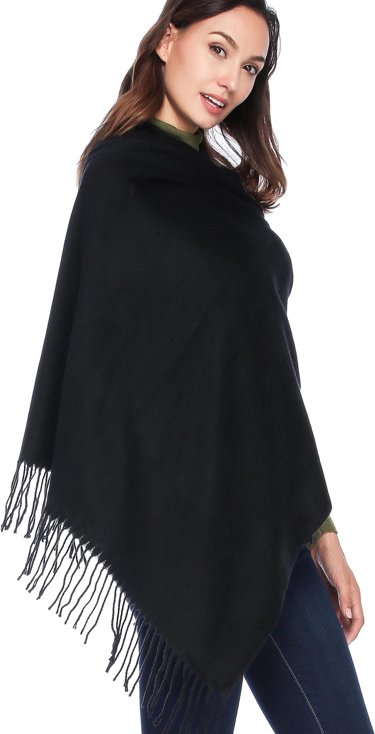 Extra Large Thick Pashmina Shawl Wraps - Wool Soft Winter Warm Scarves Travel Blanket for Women