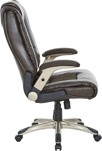 Miniatura 6 de Office Star ECH Series - Silla de oficina ejecutiva de cuero regenerado con soporte lumbar integrado y brazos abatibles acolchados, color espresso