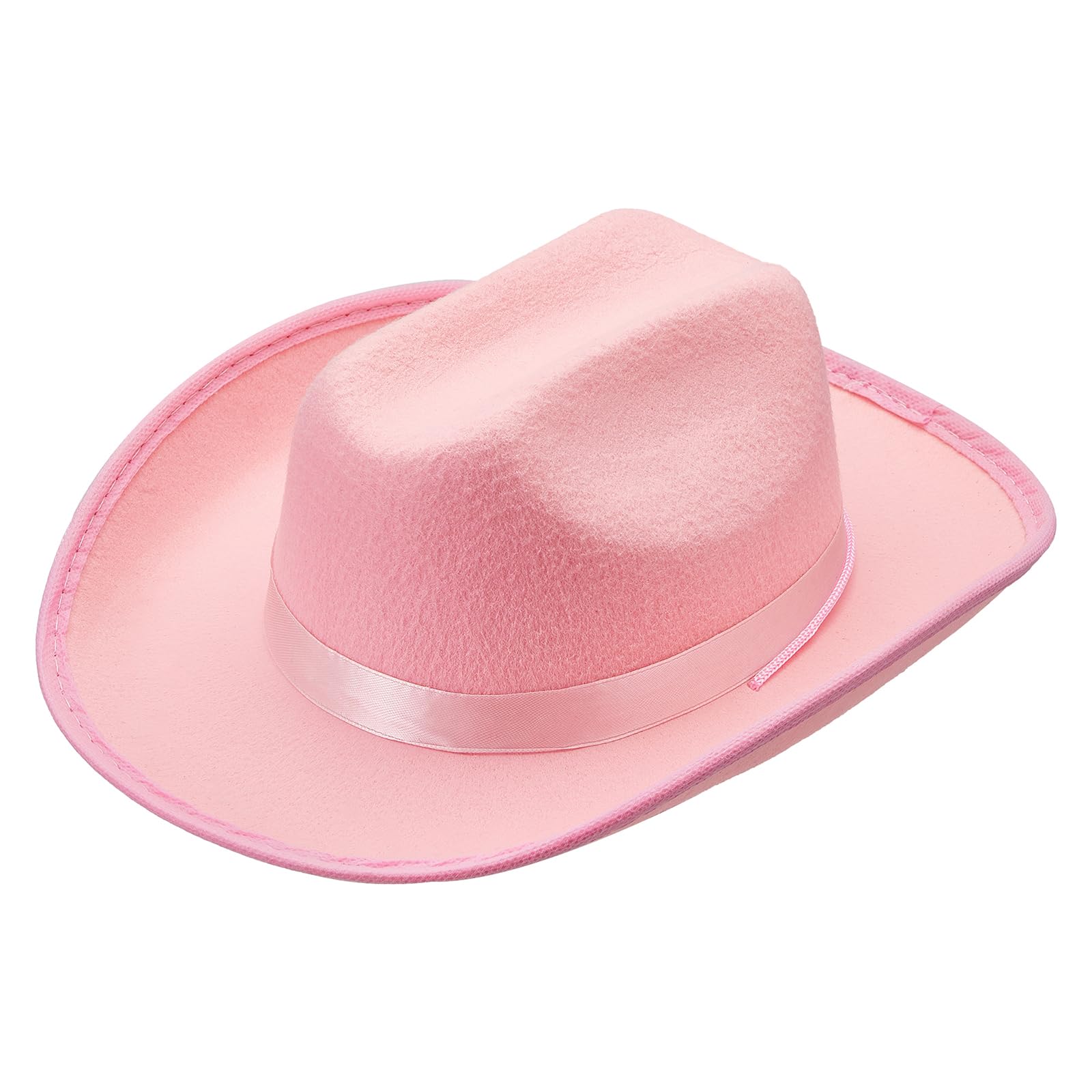 FeMereina Kids Girls Boys Cowboy Hats Wide Brim Western Cowgirl Hat with Adjustable Strap, Costume Accessories (Pink, ONE SIZE)