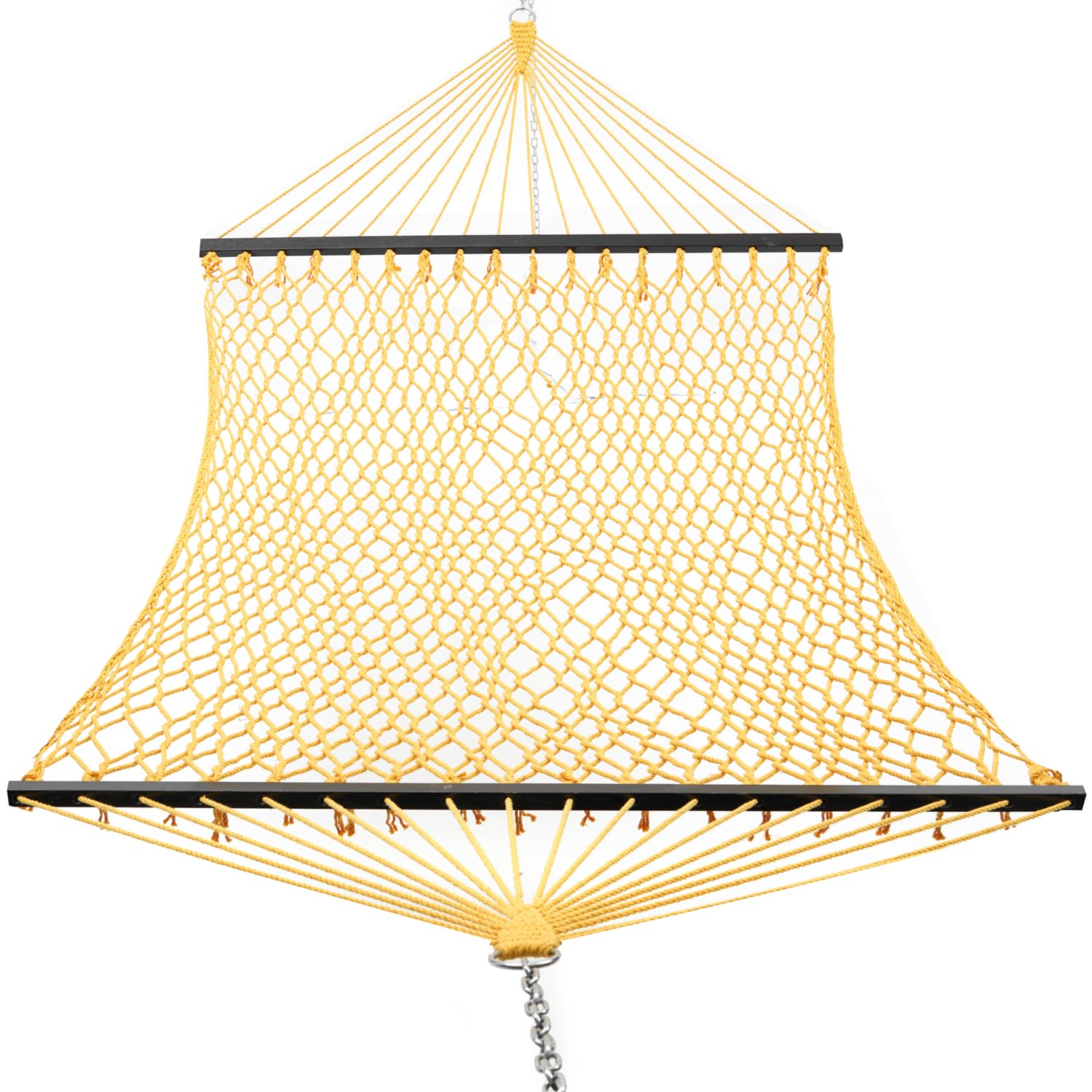 14ft Double Rope Hammocks, 59'' Wide Hardwood Spreader Bar (Lemon, Queen)