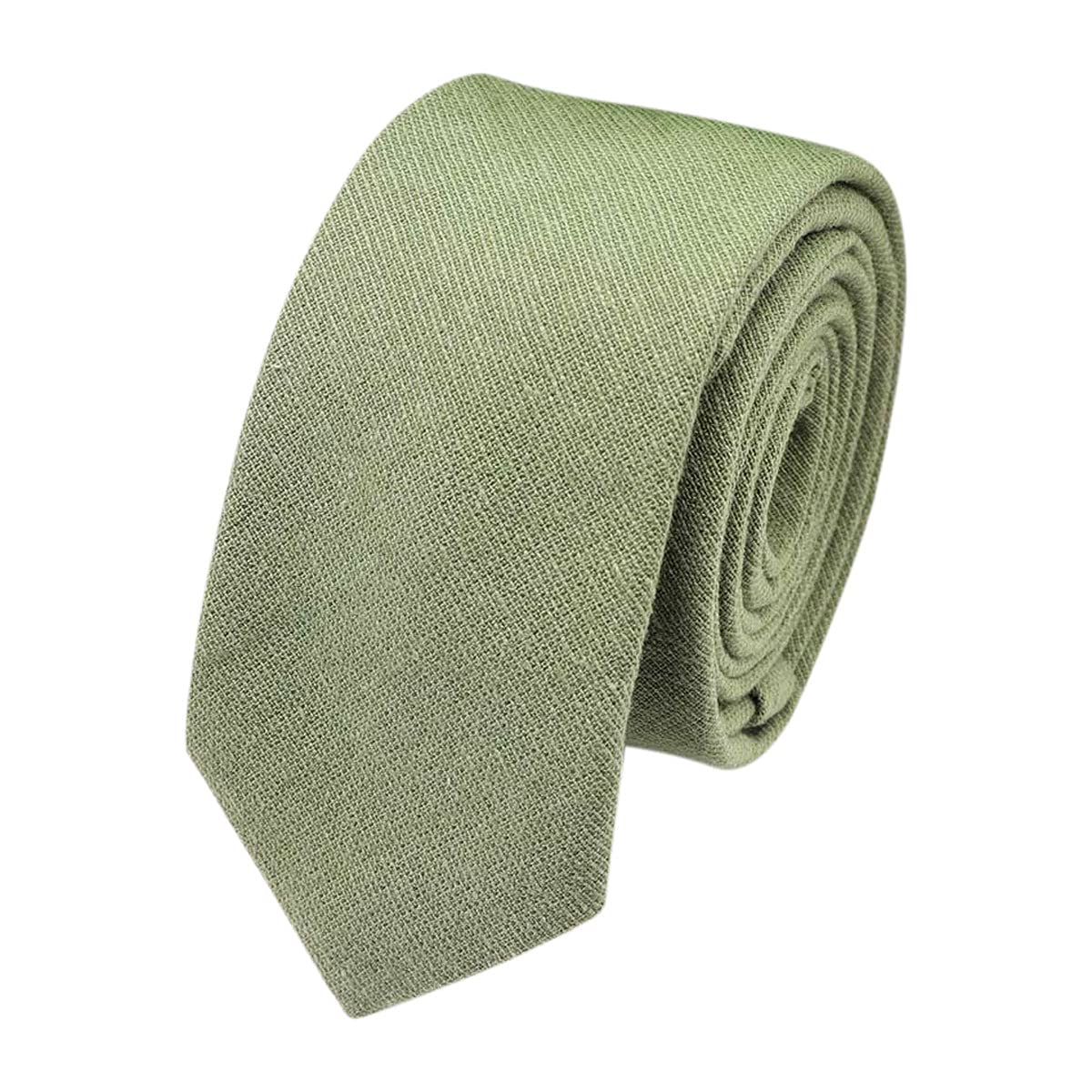 Db Dickie Bow Men's Green Luxury Cotton Blend Skinny Neck Tie (Green) - Suitable For Formalwear, Office, Weddings, Parties, Grooms & Grooms Outfits