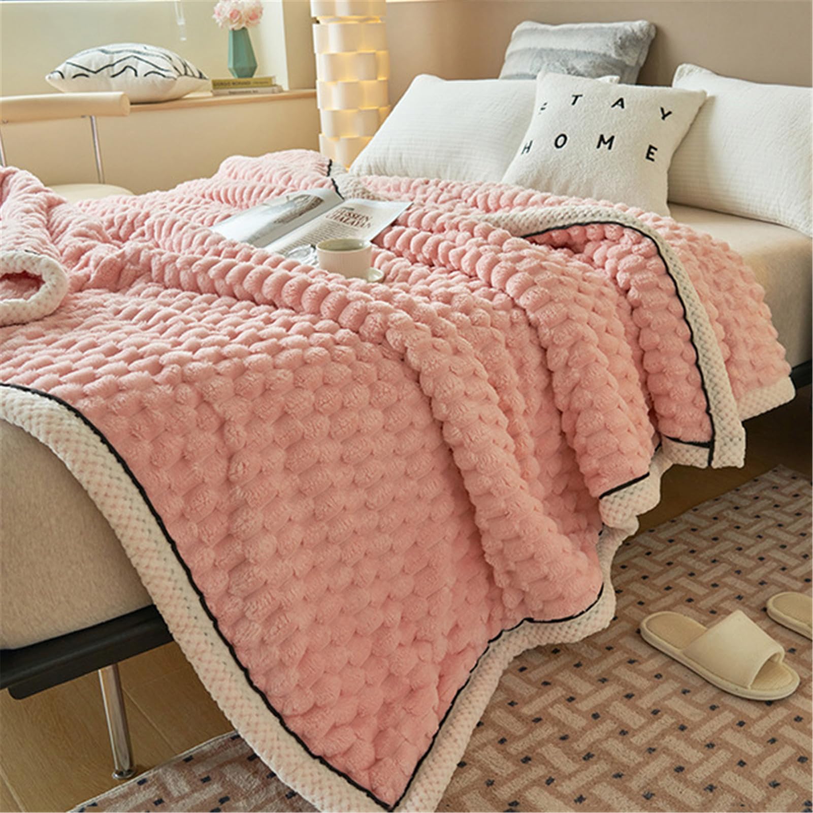 Graziosa coperta in peluche con fiocco, lettera R, coperta in flanella