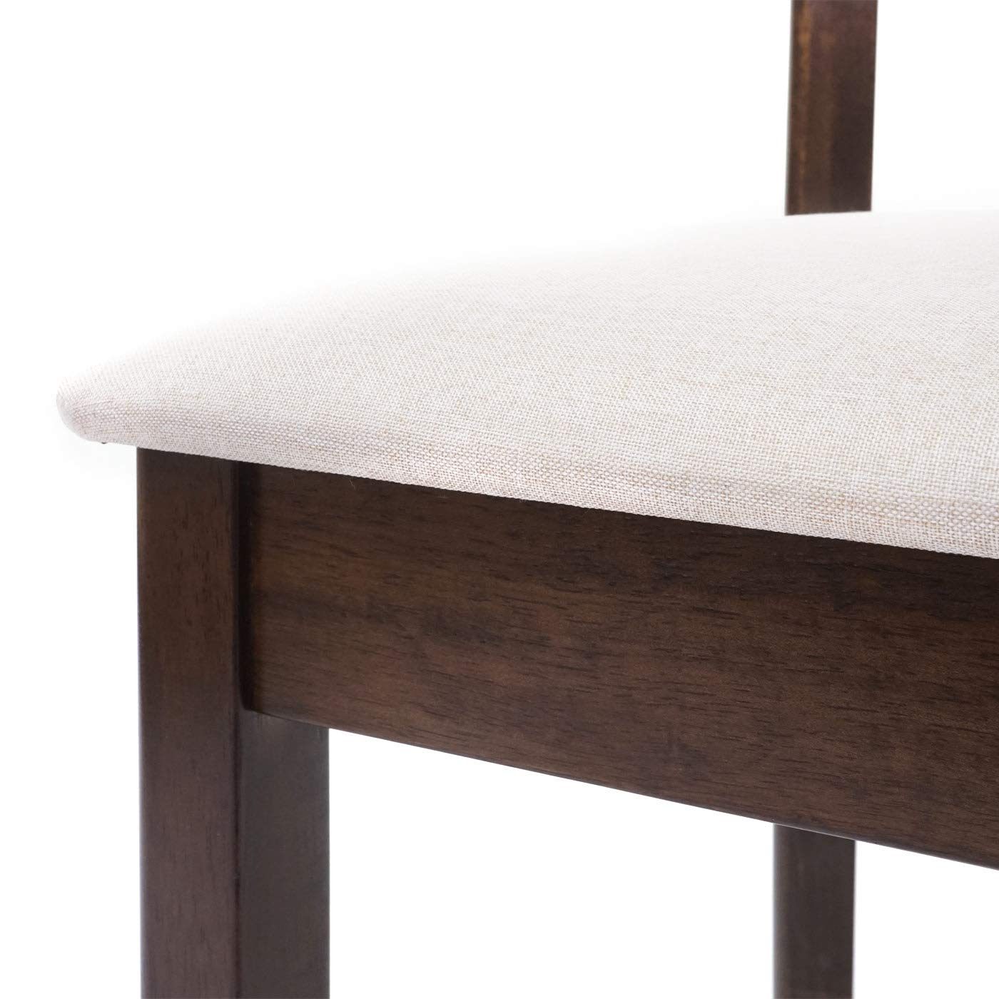Mendler Juego de 2 sillas de comedor HWC-G46, estructura oscura, beige | Silla de cocina, tela, madera maciza
