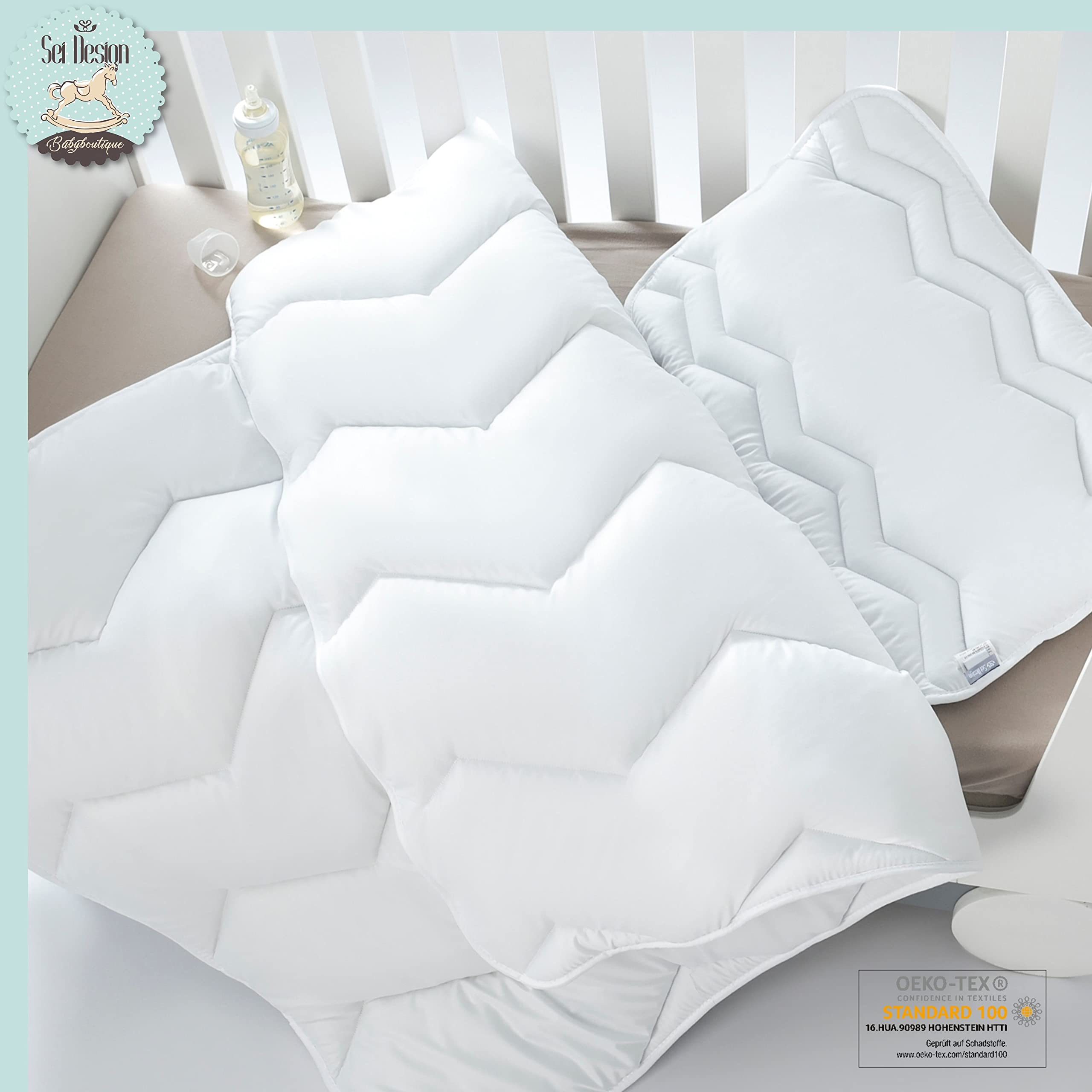 Sei Design Set Letto per bambini (cuscino bambino 40 X 60 + coperta bambino100 X 135). Privo di sostanze nocive secondo OEKO-TEX Standard 100 e per chi soffre di allergie